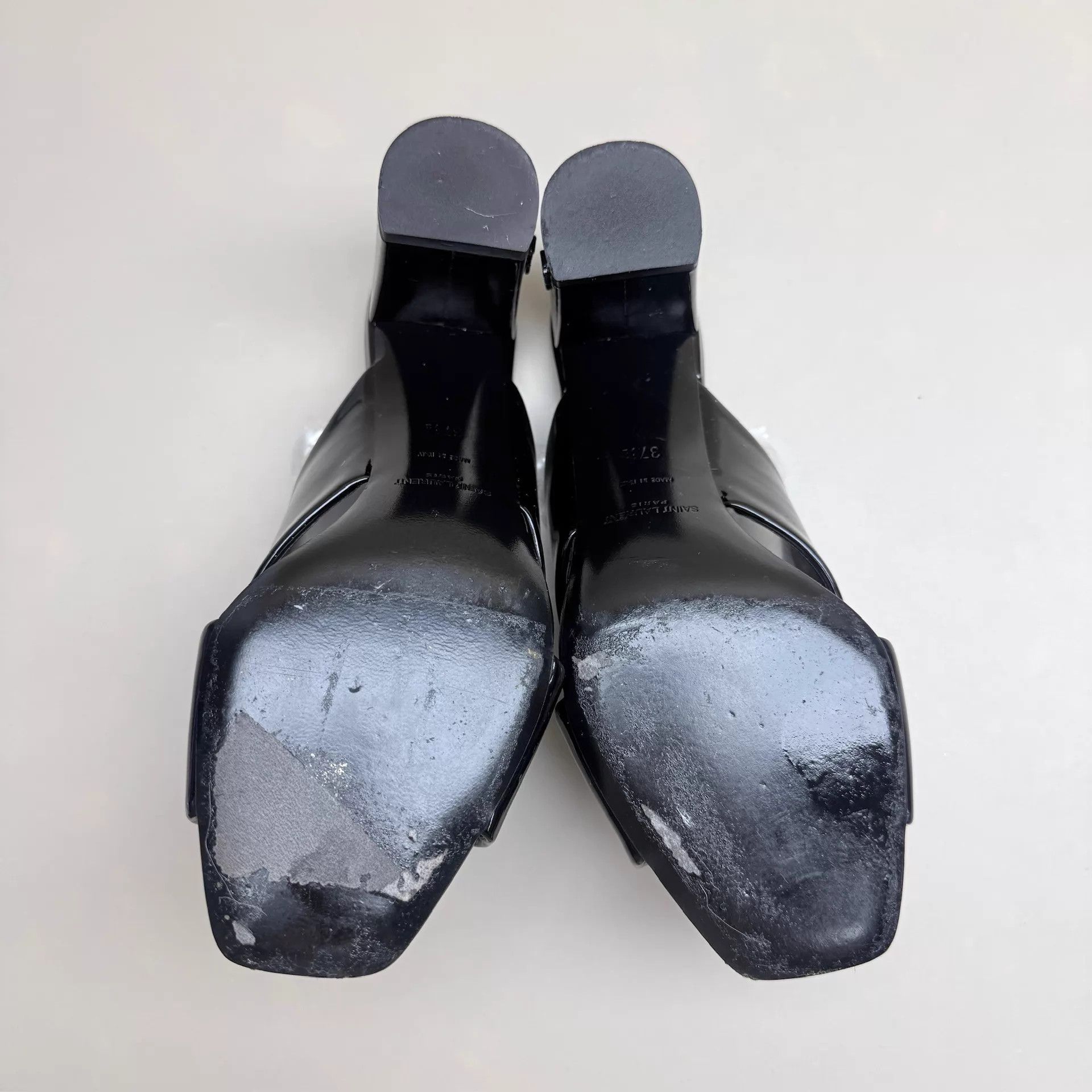 Yves Saint Laurent YSL Black Patent Leather High Heel Sandals 37.5 99 New Size US 7 / IT 37 - 6 Thumbnail