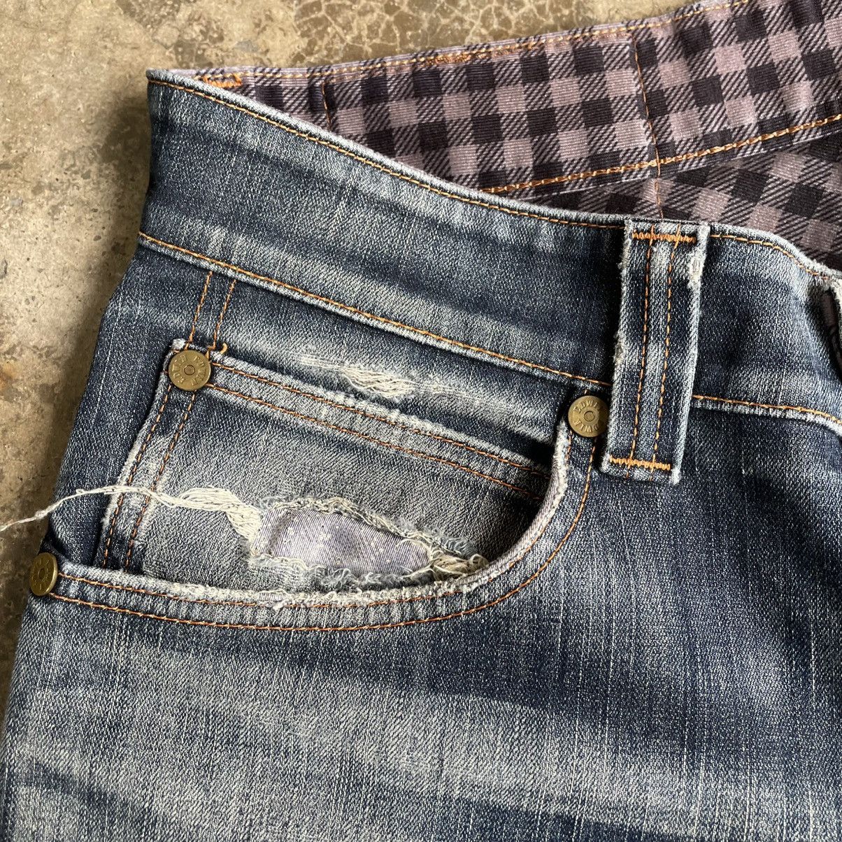 Edwin 🔥Vintage Edwin E503 Blue Trip Ripped Distress Denim Jeans Size US 33 - 14 Thumbnail