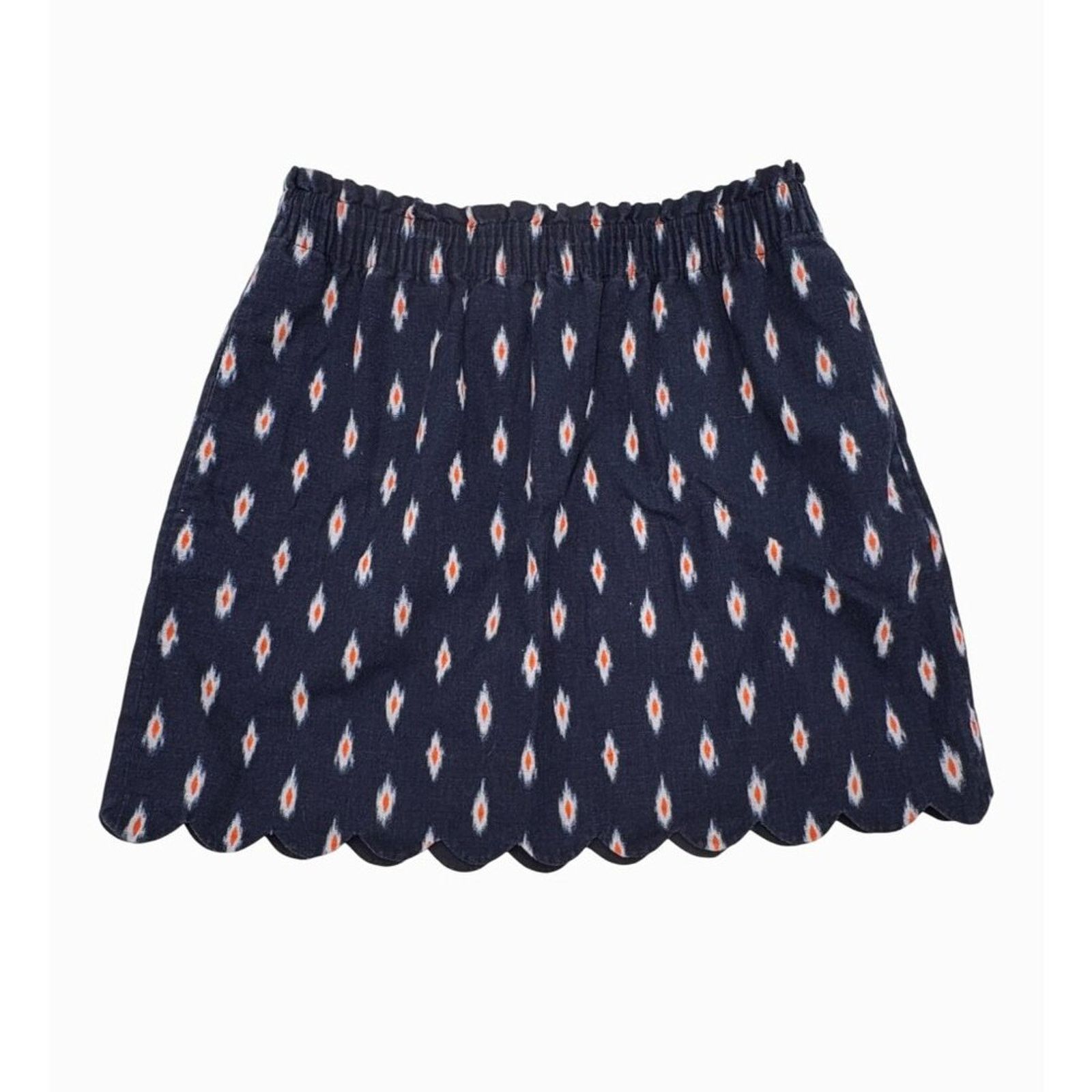 J.Crew J.Crew Skirt Womens 8 Lined Elastic Waist Scalloped Navy Size 30" / US 8 / IT 44 - 2 Thumbnail