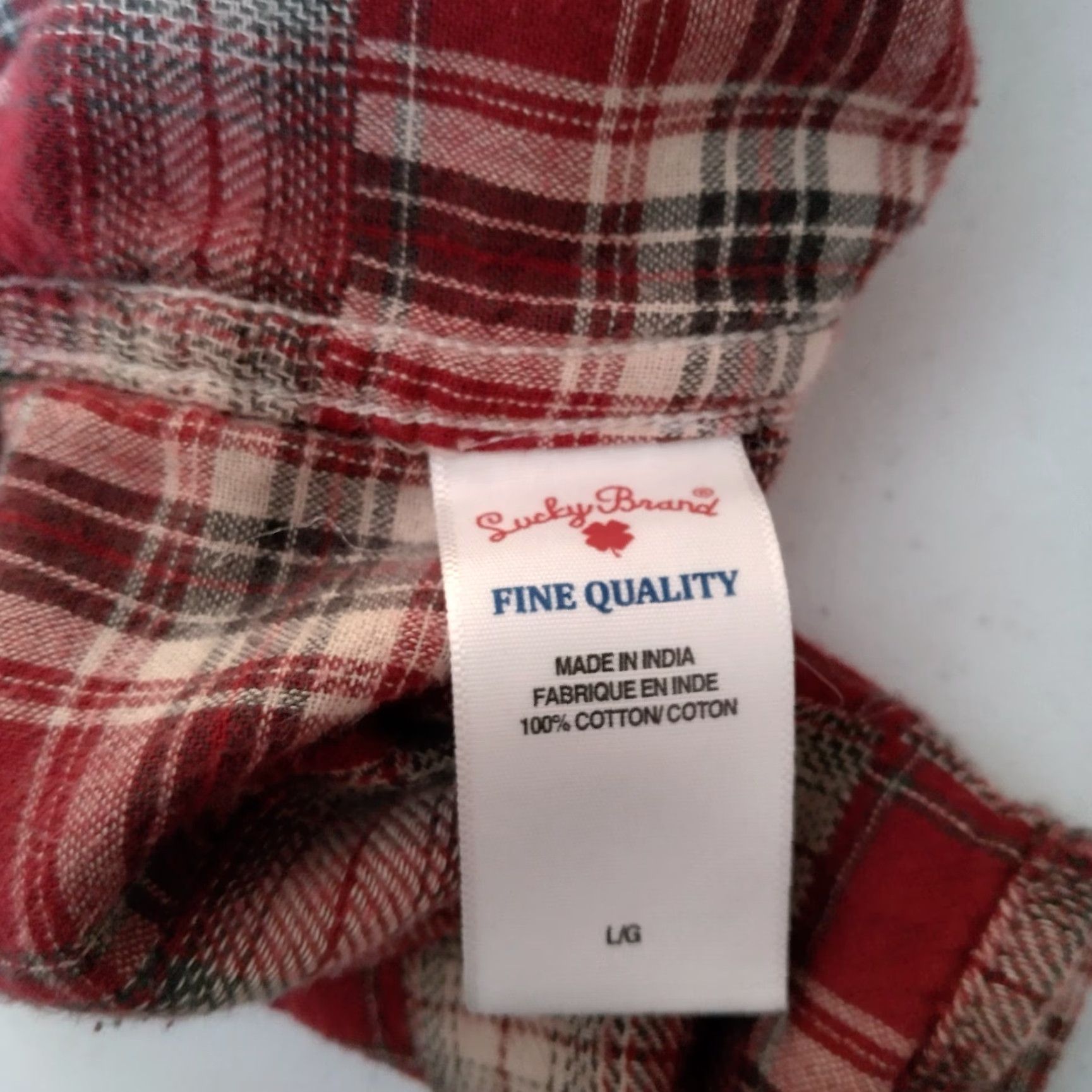 Lucky Brand VINTAGE Lucky Brand Western Flannel Shirt Men L Red Patchwork Pearl Snap Quilted Western Wear Mens Large Red Plaid etc Size US L / EU 52-54 / 3 - 5 Thumbnail
