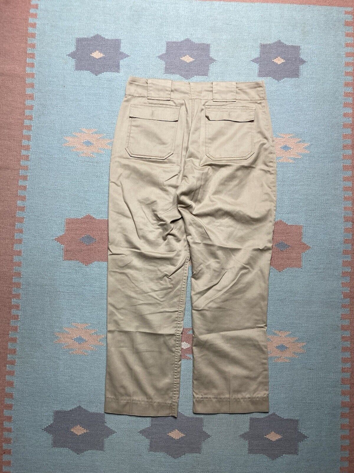 Vintage VTG 1970s bush pocket pants khaki chino wide talon zip 33x28 Size US 33 - 6 Thumbnail