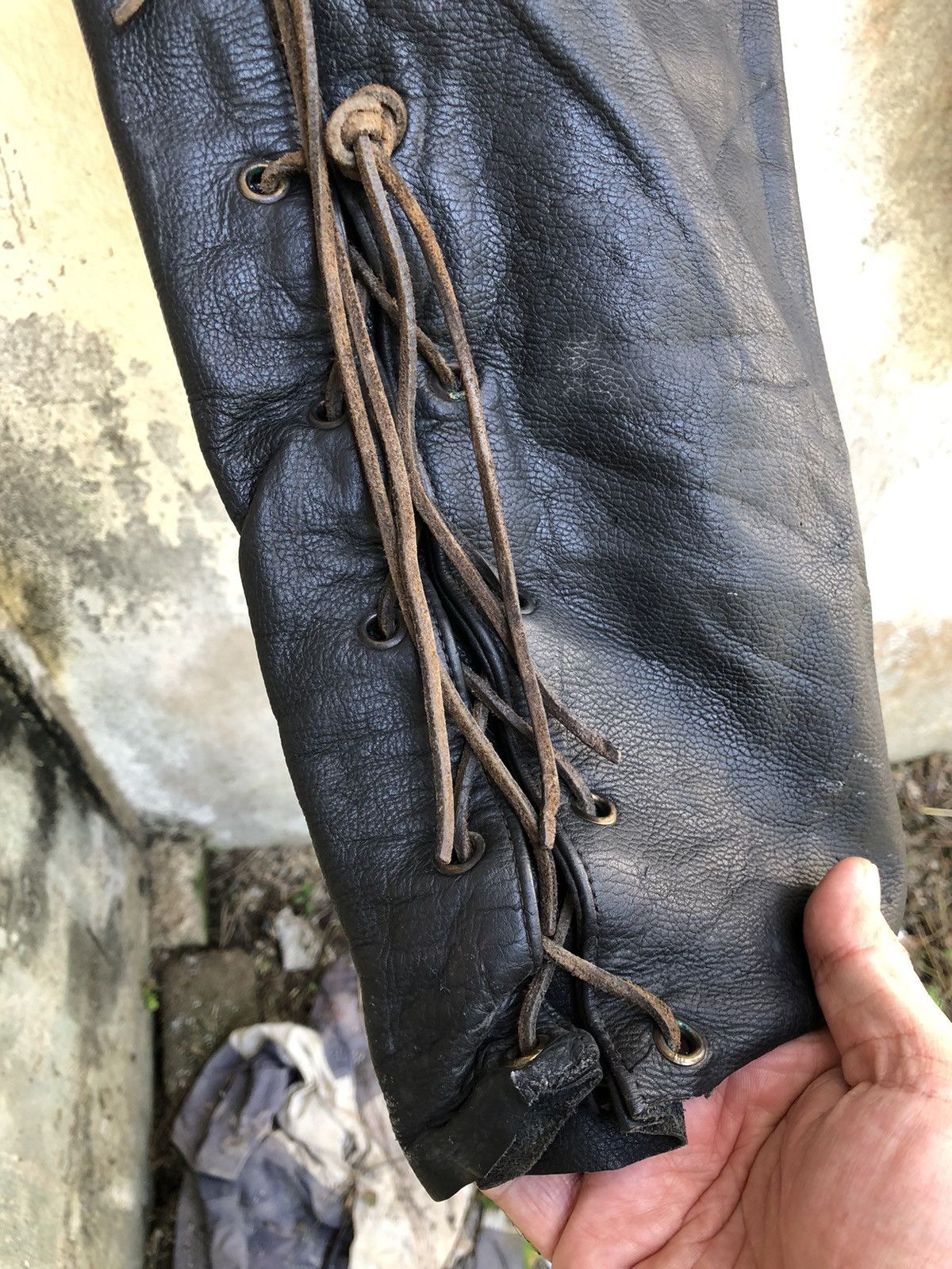 Genuine Leather Southern Men Wear Lace Up Leather String Biker Pant Size US 32 / EU 48 - 6 Thumbnail