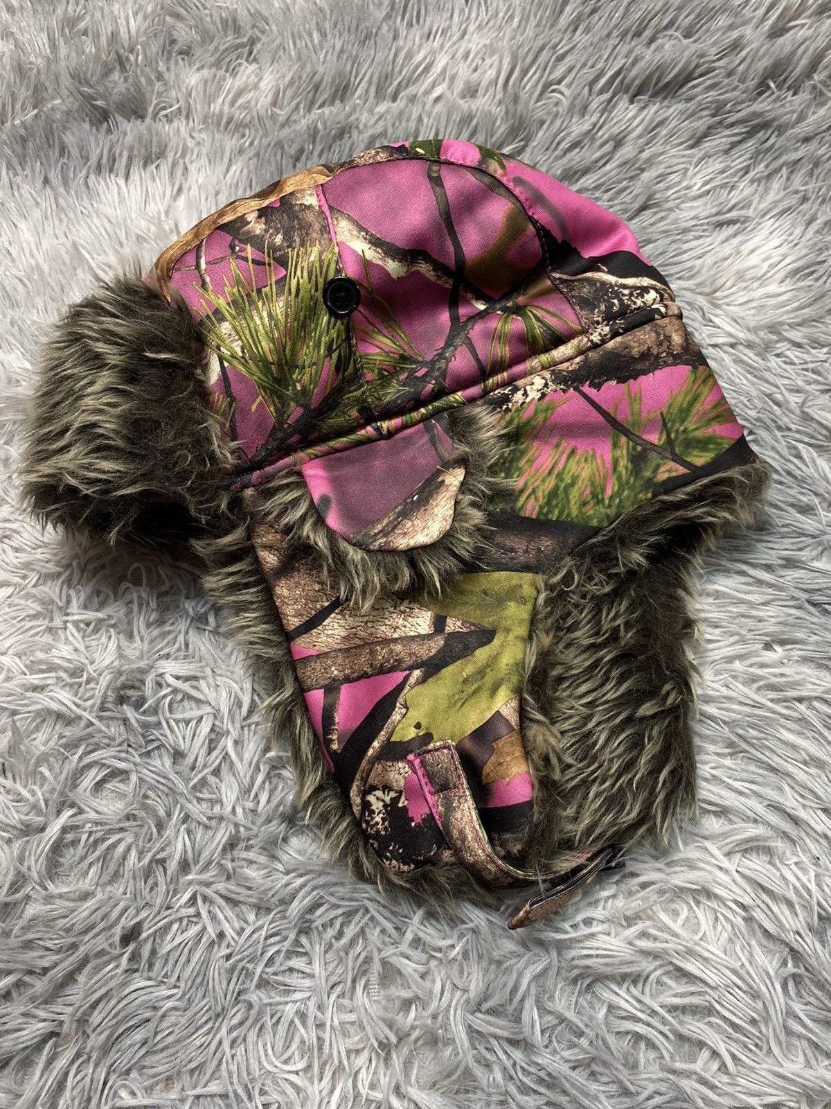 Japanese Brand Vintage Pink Camouflage Fur Hat | Japanese Brand Size ONE SIZE - 6 Thumbnail