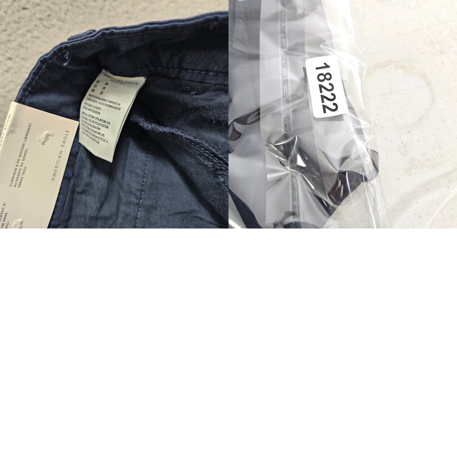 American Eagle Outfitters American Eagle Tech Twill Stretch Khaki Chino Shorts Navy 8" Ins Mens 28 NWT Size US 28 / EU 44 - 8 Thumbnail