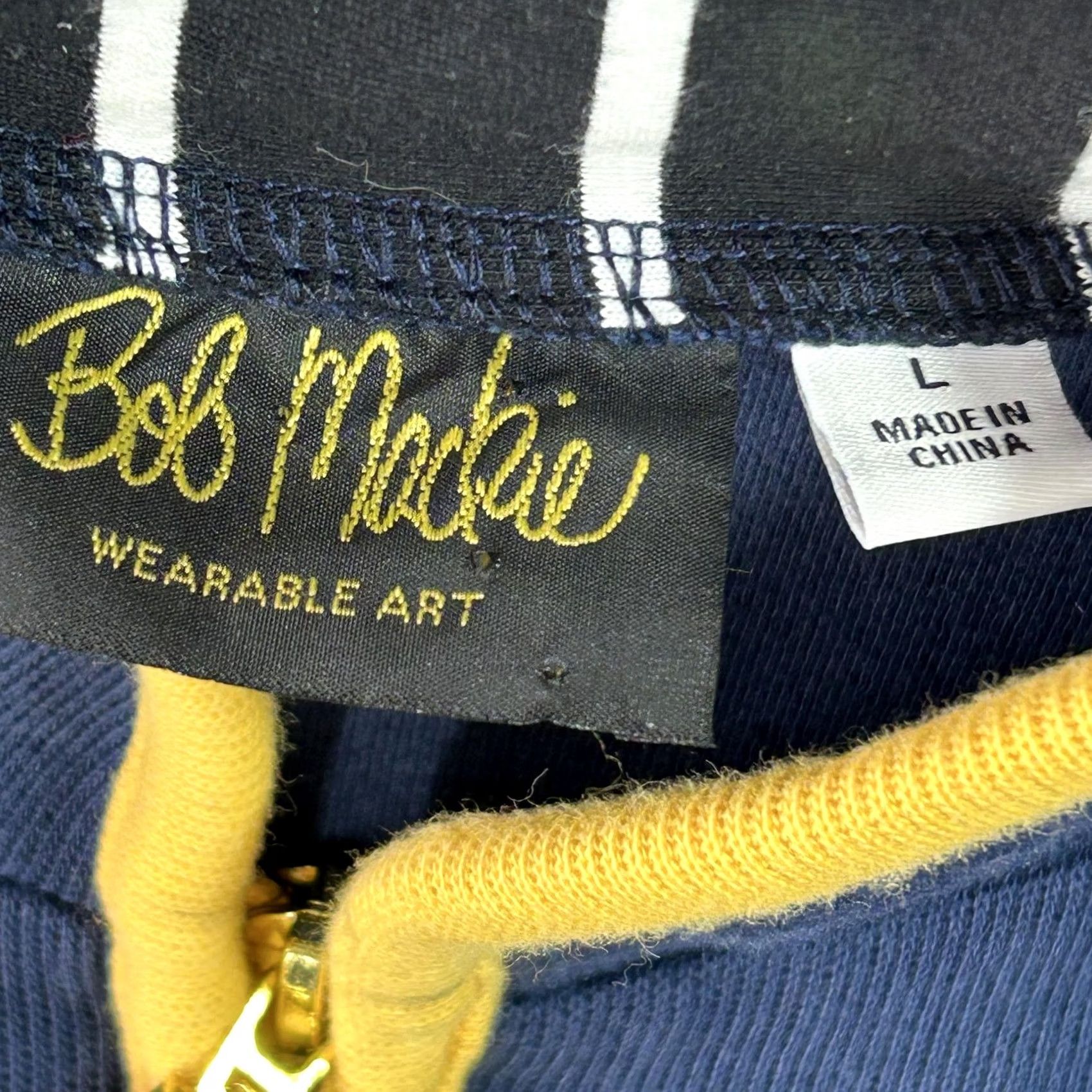 Bob Mackie Bob Mackie Wearable Art Jacket Womens Large Navy Yellow Full Zip Contrast Trim Size L / US 10 / IT 46 - 3 Thumbnail