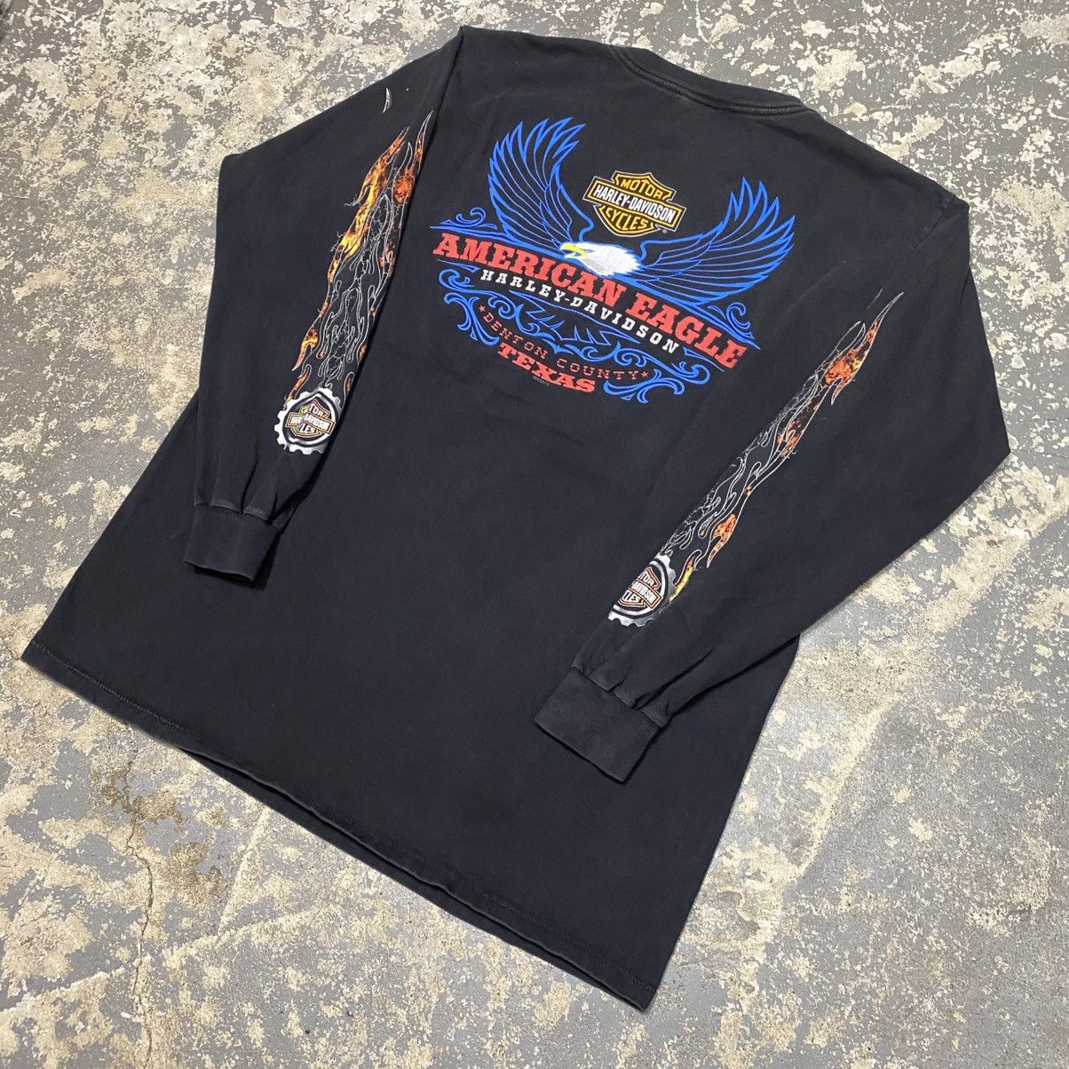 Vintage Vintage Harley Davidson Flame Flaming Long Sleeve Tshirt Size US XL / EU 56 / 4 - 11 Thumbnail