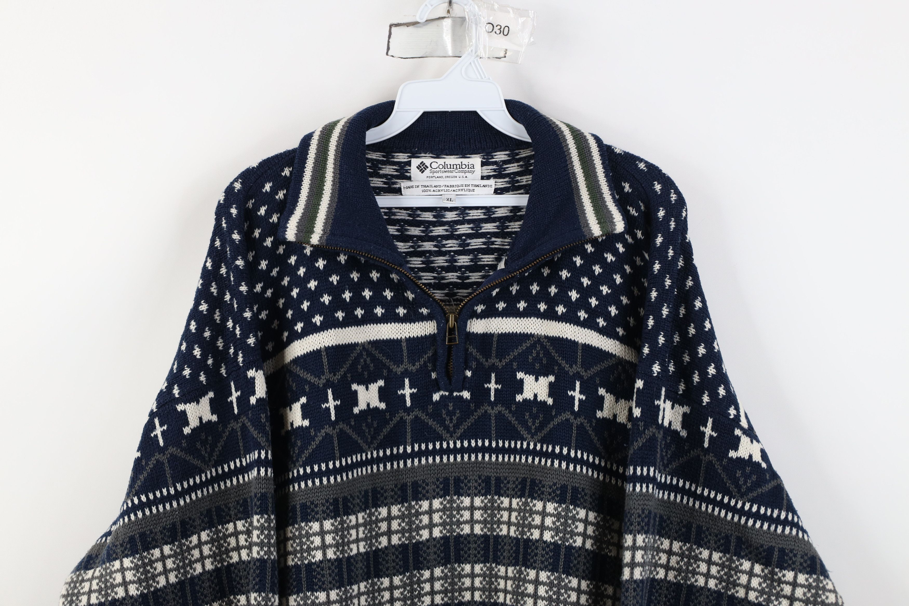 Columbia Vintage 90s Columbia Knit Half Zip Pullover Sweater Acrylic Size US XL / EU 56 / 4 - 2 Thumbnail