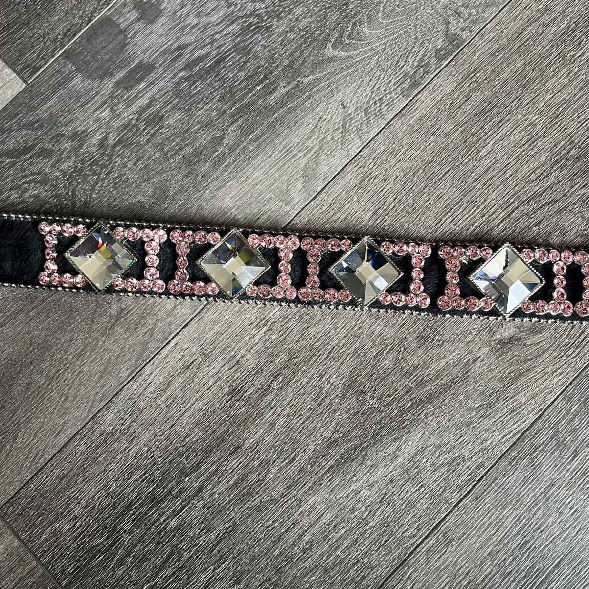 B.B. Simon Vintage B.B. Simon 9003 Horsehair Studded Black Pink Belt Size ONE SIZE - 6 Thumbnail