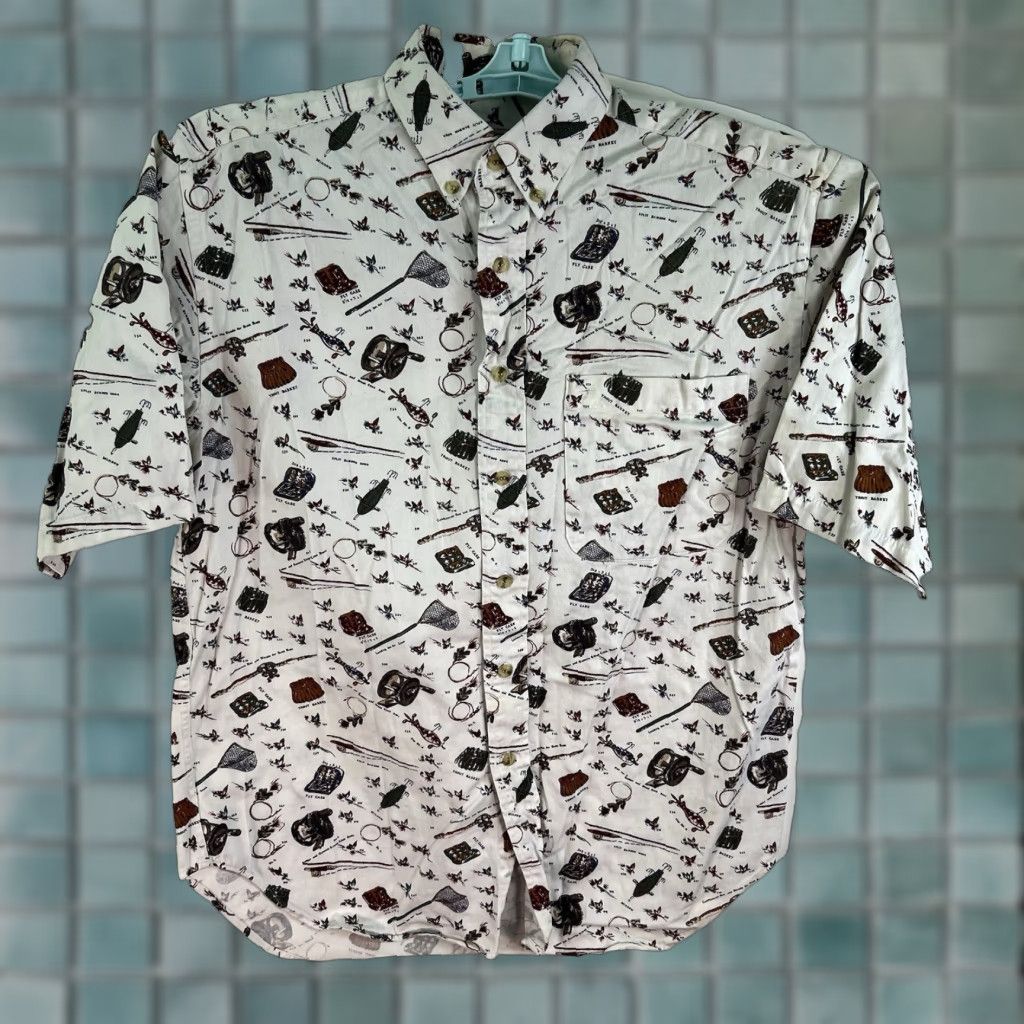 Vintage VINTAGE Bimini Bay Fly Fishing Button-Down Shirt Men's Size M Short Sleeve Beige Animal Print Size US M / EU 48-50 / 2 - 1 Thumbnail
