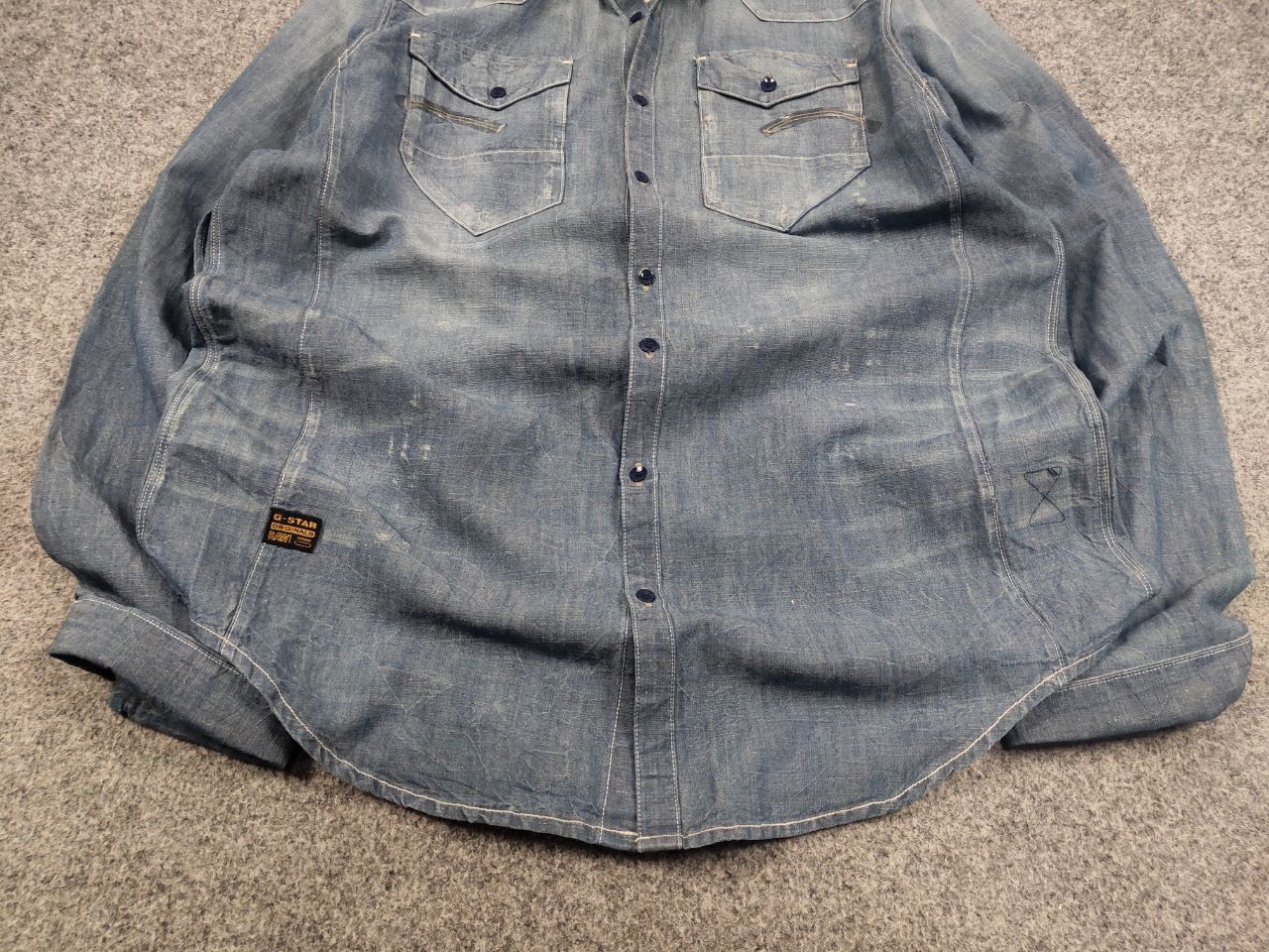 G-Star G Star Raw Essentials Tacoma Linen Blend Distressed Shirt Size US L / EU 52-54 / 3 - 9 Thumbnail