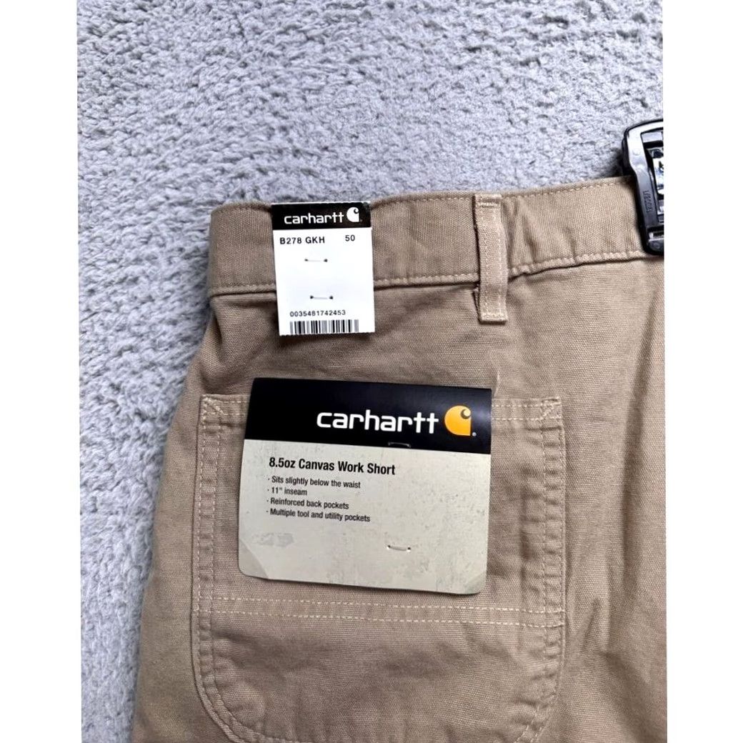 Carhartt VINTAGE? No. Carhartt Shorts Mens 50X11 Big Tall Khaki Canvas Workwear Logo NEW Black? Size US 34 / EU 50 - 6 Thumbnail