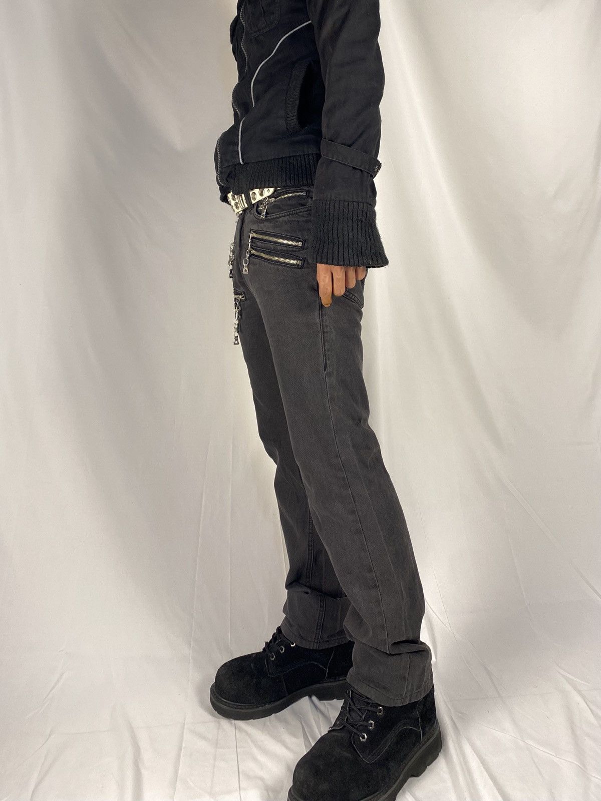Japanese Brand Semantic Design Multi Zip Punk Bondage Slim Fit Denim Size US 29 - 3 Thumbnail