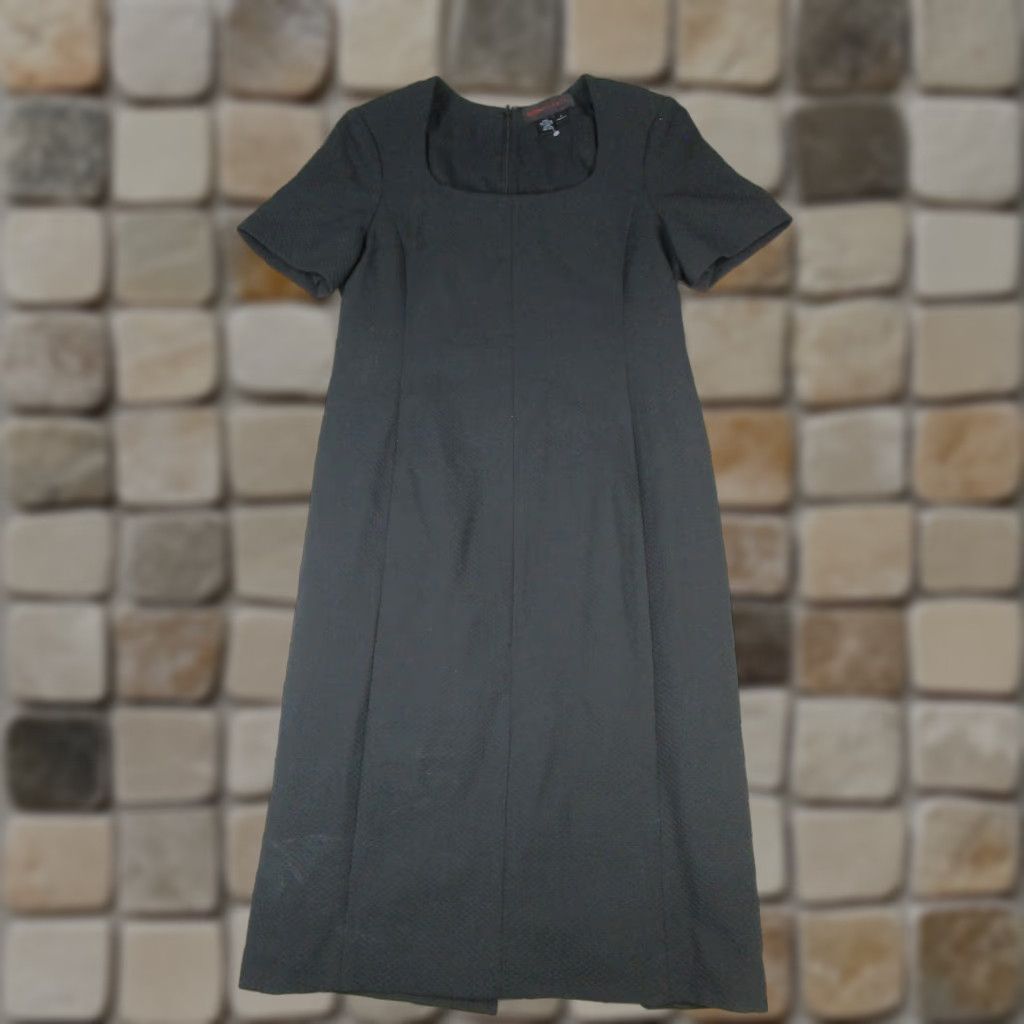 Vintage Nina Mclemore Dress Womens 6 Cotton Black Knee Length Short Sleeve Scoop Neck Zip Pencil Dress Sheath Mens Womens Size M / US 6-8 / IT 42-44 - 1 Thumbnail