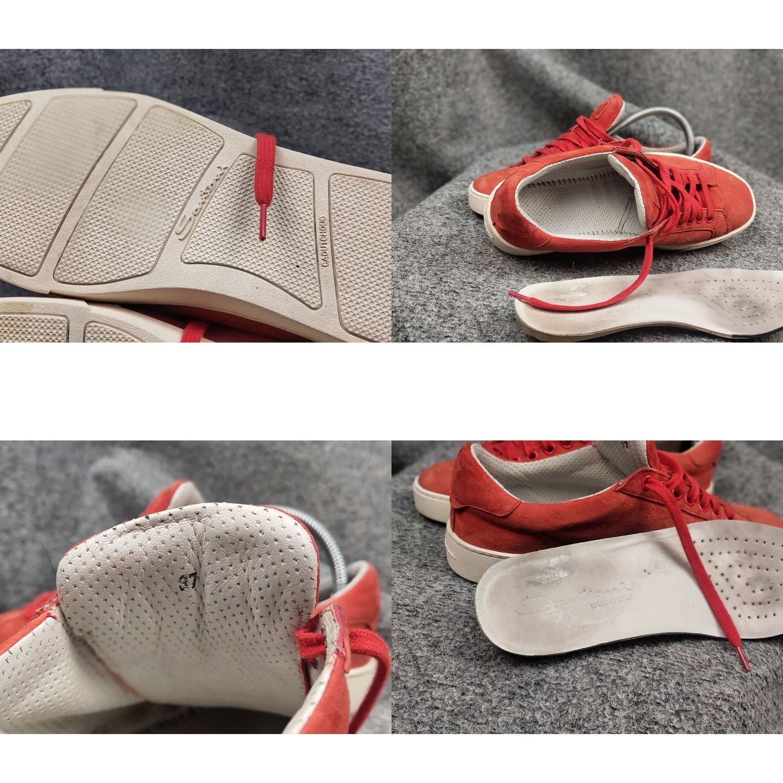Santoni Santoni Design Orange Women's Leather Suede Classic Sneakers - 37 EU, 7 US, Leather, Low Top, Casual Shoes, Designer Style Size US 7 / IT 37 - 10 Thumbnail