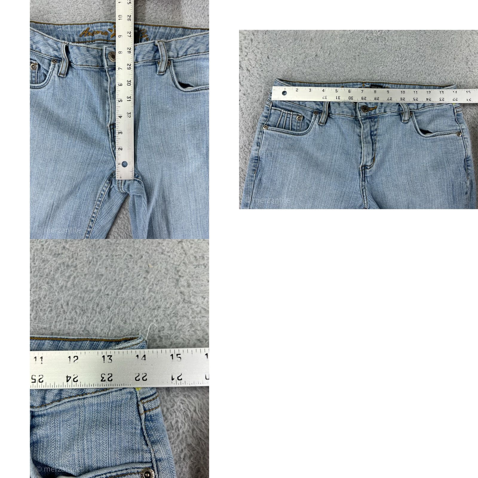 Vintage Arizona Jeans Pants Womens 5 Blue Denim Capri Cotton Blend Stretch Light Wash Pockets Regular Logo Embroidered Front Flat Front kick off Size 27" / US 4 / IT 40 - 9 Thumbnail