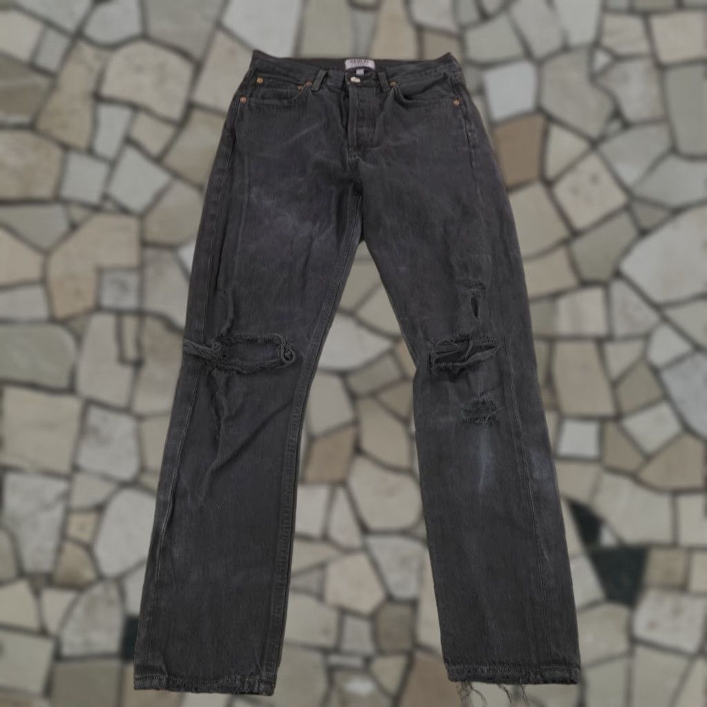 Agolde AGOLDE Jeans Black 25 Denim Button Fly Jamie High Rise Ankle Distressed Pockets 27in Inseam Womens Size 26" / US 2 / IT 38 - 1 Thumbnail