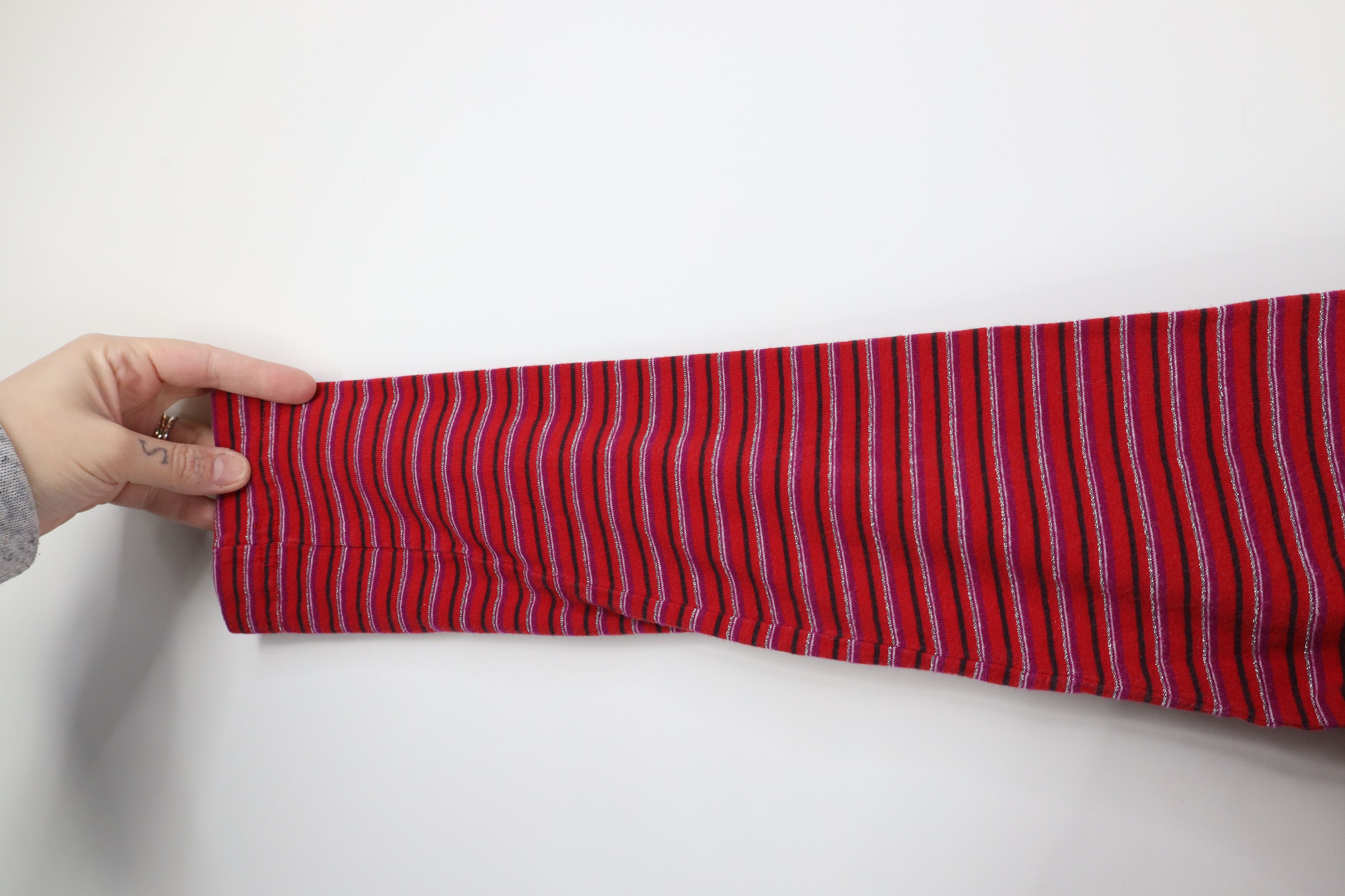 Vintage Vintage 90s Y2K Striped Long Sleeve Mock Neck T-Shirt Size S / US 4 / IT 40 - 4 Thumbnail