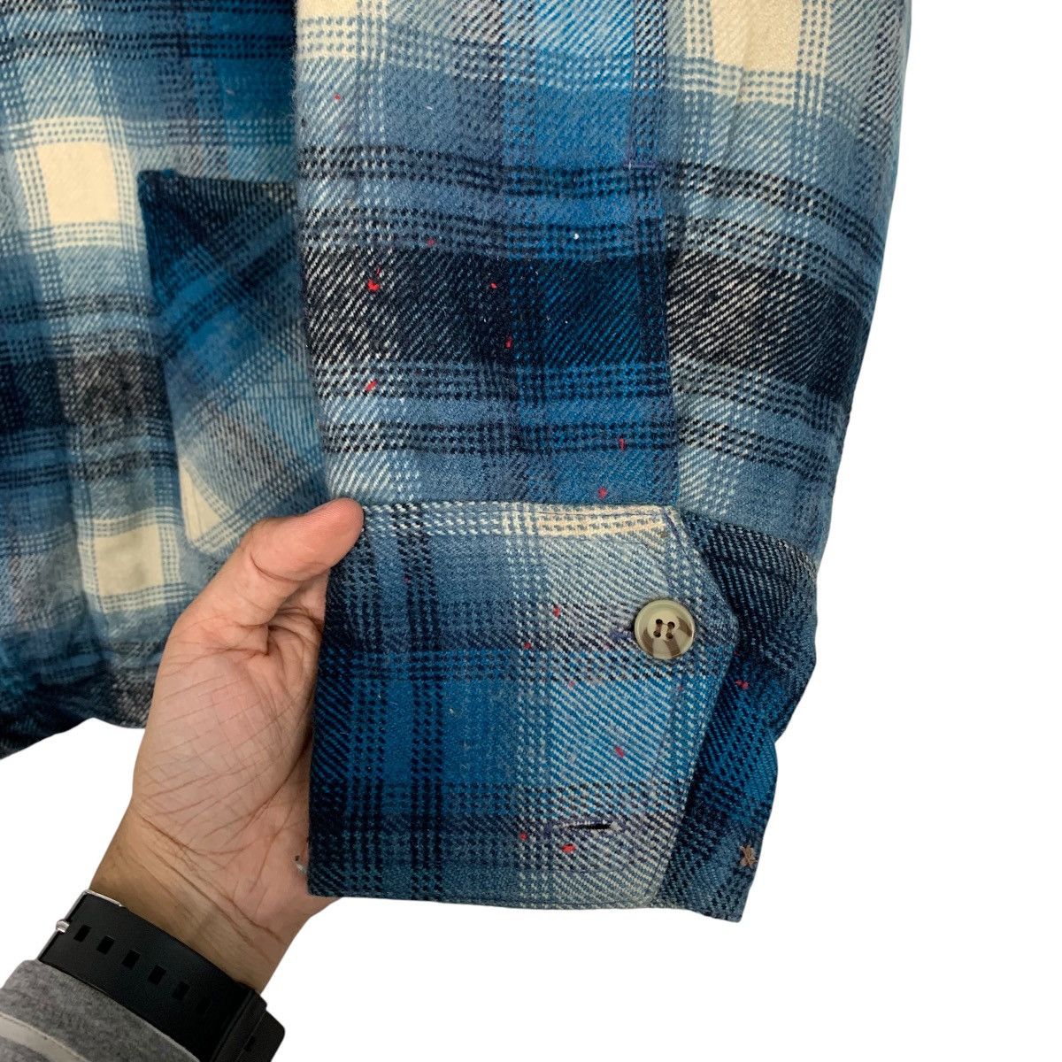Flannel Vintage 90s AXMAN'S Shadow Plaid Fleece Flannel #2701-C121 Size US L / EU 52-54 / 3 - 13 Thumbnail