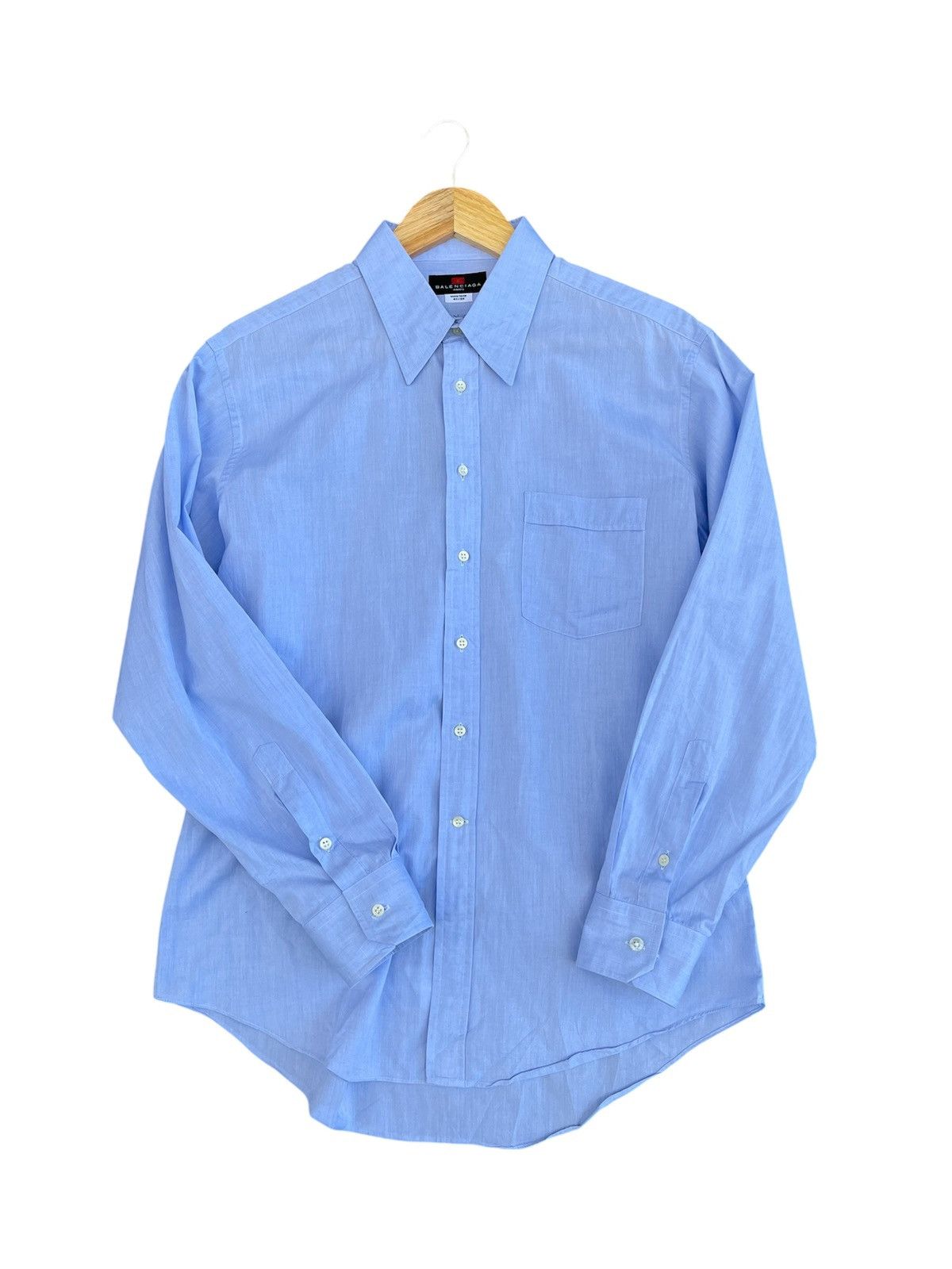 Balenciaga Vintage Balenciaga Paris Button Up Shirt Baby Blue Size US M / EU 48-50 / 2 - 1 Thumbnail
