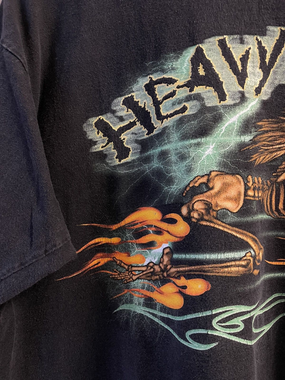 Vintage RARE 90’s Heavy Metal Skull Fire T-Shirt Lightning Punk Size US L / EU 52-54 / 3 - 7 Thumbnail