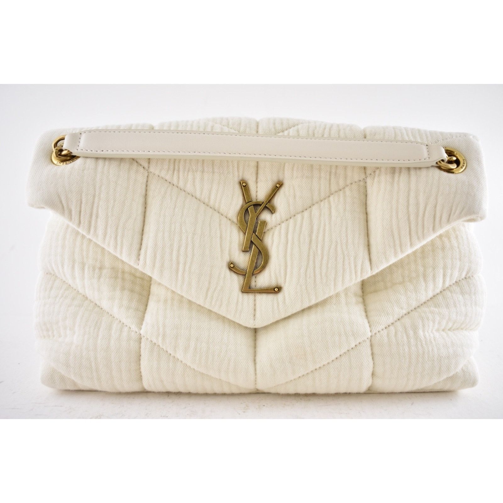 Yves Saint Laurent Saint Laurent YSL Cotton Twill White Shoulder Crossbody Bag Size ONE SIZE - 9 Thumbnail