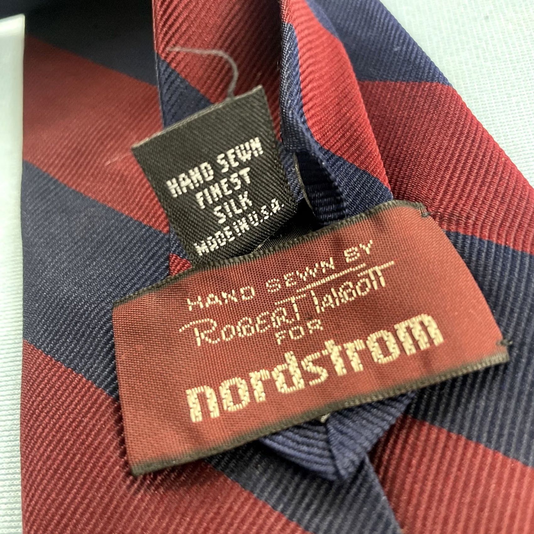 Robert Talbott VINTAGE Robert Talbott Nordstrom Silk Tie Repp Tie Woven Silk Red Blue 90s 3.5x58 Mens Neckwear Size ONE SIZE - 4 Thumbnail