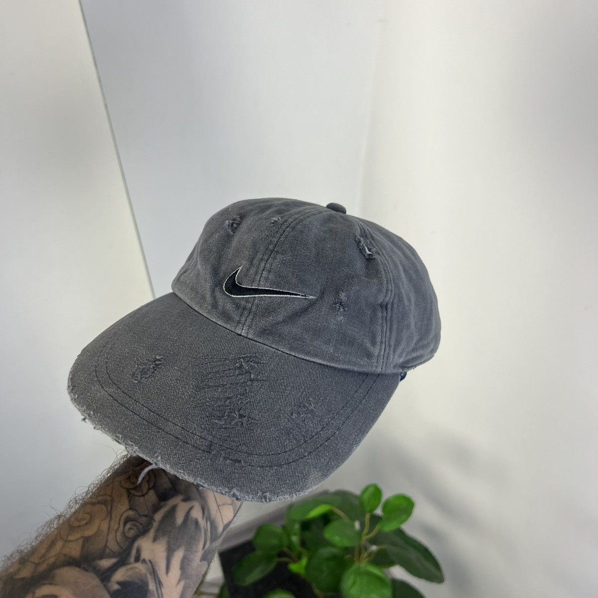 Nike Vintage Y2K Nike Swoosh Distressed Style Baseball Cap Size ONE SIZE - 1 Thumbnail