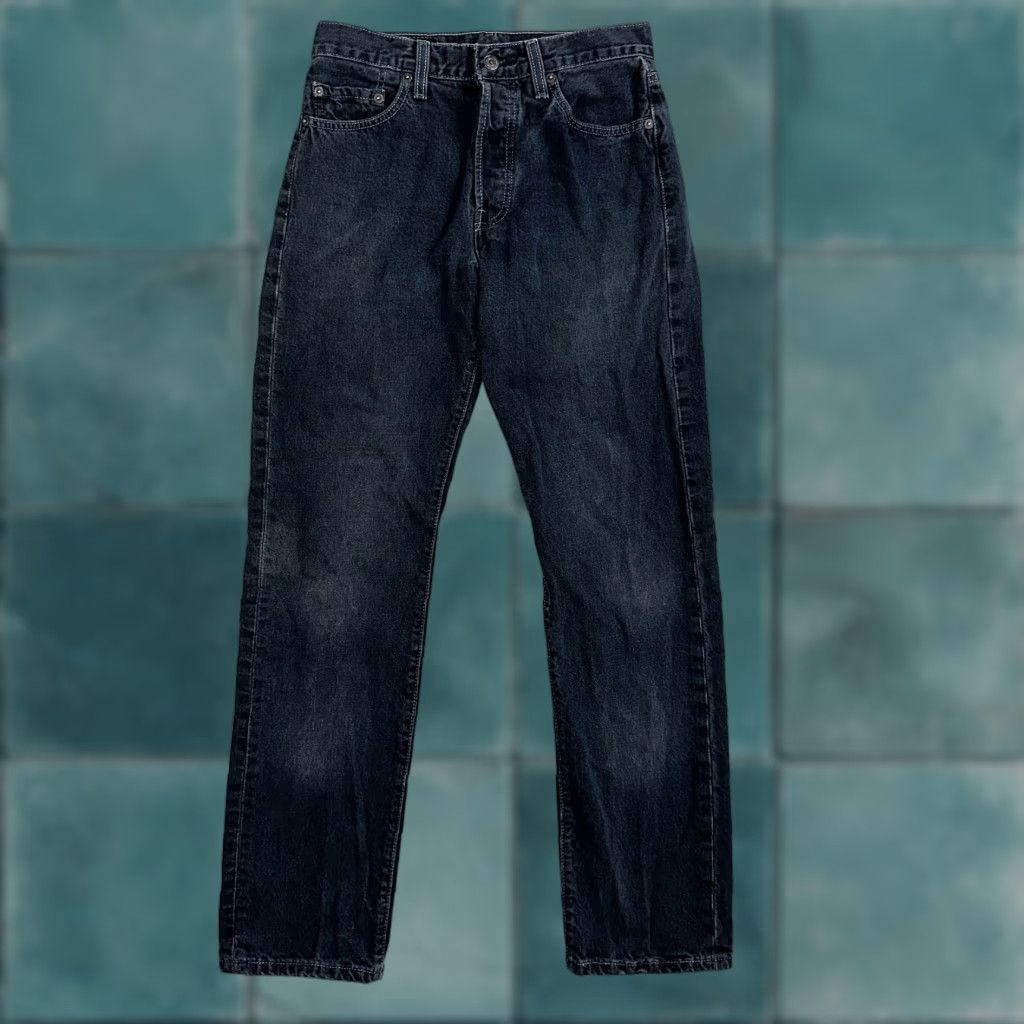 Levi's VINTAGE Levi's 501 Jeans Main Selling Point 90s Mexico Straight Leg 29x32 28x31 Dark Wash Blue Cotton Denim Mens Regular Jeans 501 Series 90s Theme Size US 29 - 1 Thumbnail