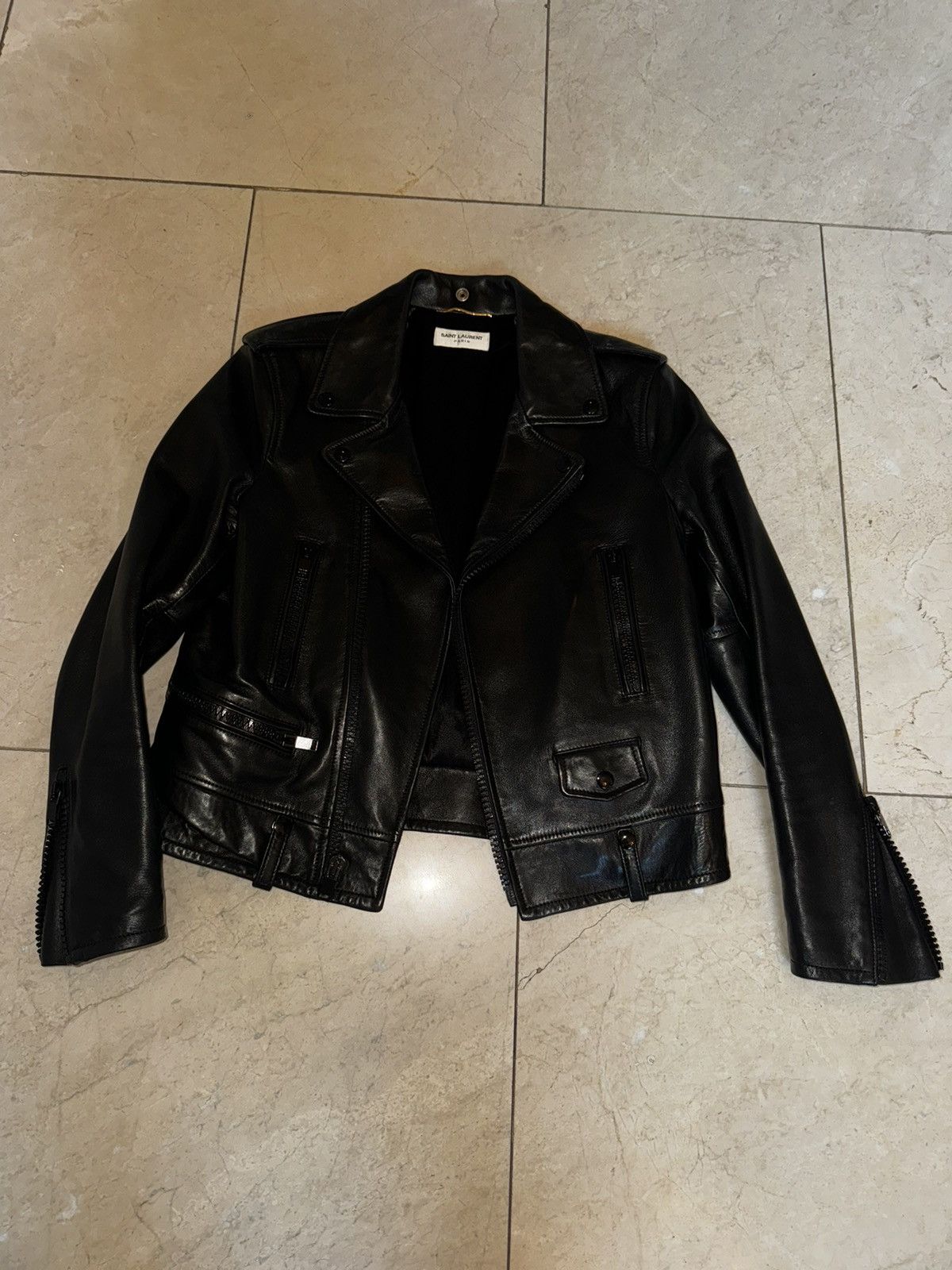 Saint Laurent Paris Black Leather Moto Jacket Size M / US 6-8 / IT 42-44 - 2 Preview