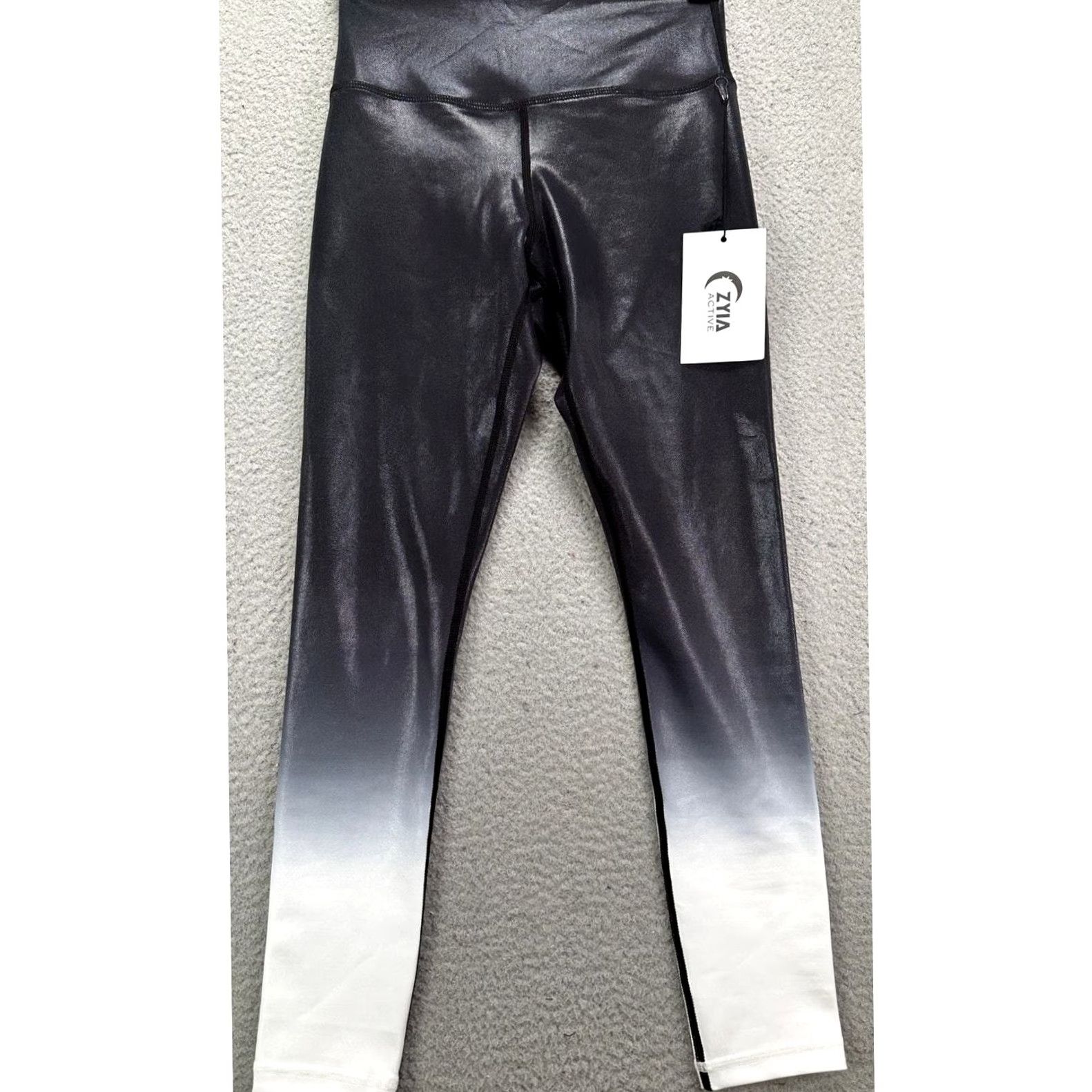 Vintage ZYIA ACTIVE Leggings Women 2 Black Ombre Hi-Rise 7/8 Skinny Shaping Moisture Wicking Quick Dry Lightweight Activewear Tights Size 26" / US 2 / IT 38 - 2 Thumbnail