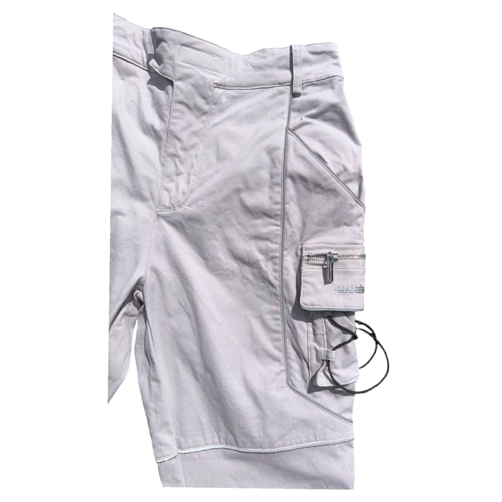 Vintage Maniere de Voir Grey Reflective Piped Cargo Pants Womens Size 6 Size 28" / US 6 / IT 42 - 3 Thumbnail