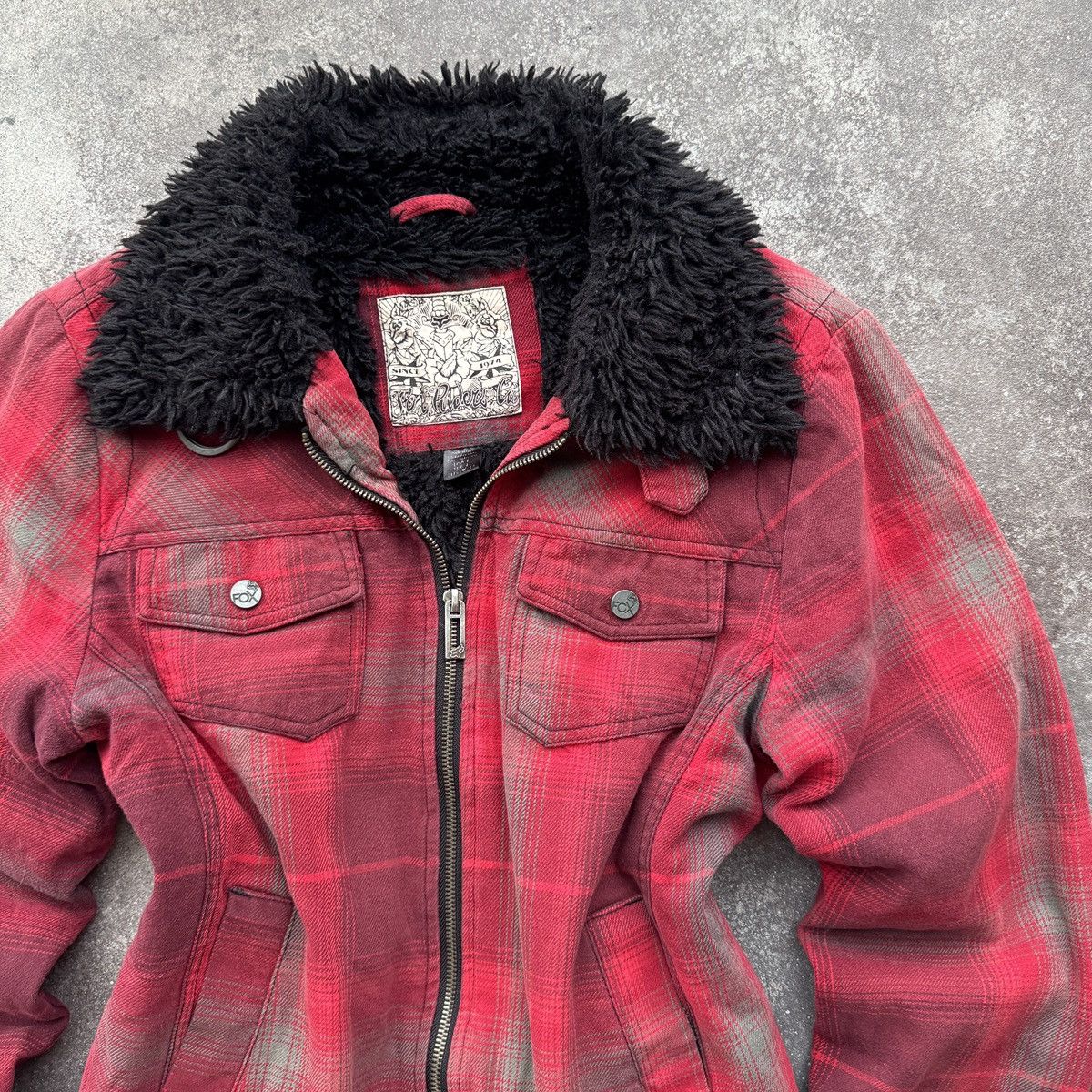 Fox Racing Fox Racing Y2K Grunge Biker Style Faux Fur Plaid Jacket Size L / US 10 / IT 46 - 4 Thumbnail