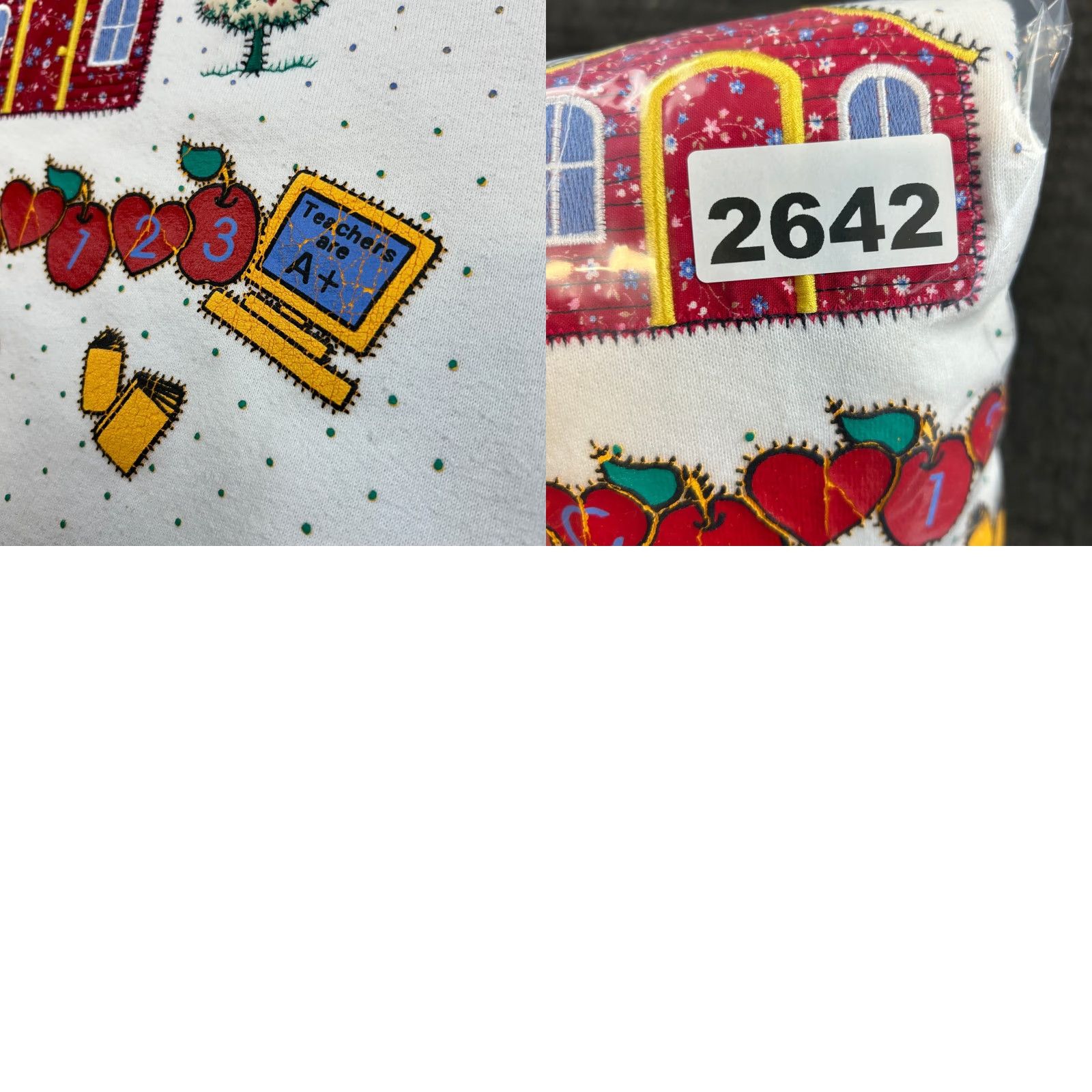 Vintage VINTAGE Morning Sun Sweatshirt Collared Knit Pullover Casual Women’s M White 80s 90s Retro School Embroidered Size M / US 6-8 / IT 42-44 - 8 Thumbnail