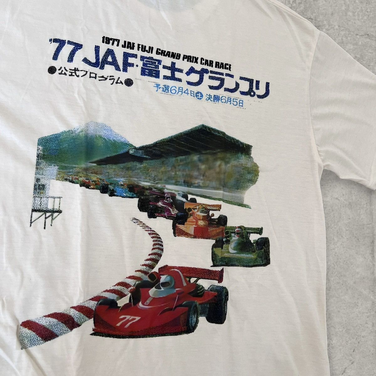 Japanese Brand Vintage style tshirt in cream, Japan Grand Prix car. Size L Size US M / EU 48-50 / 2 - 3 Thumbnail