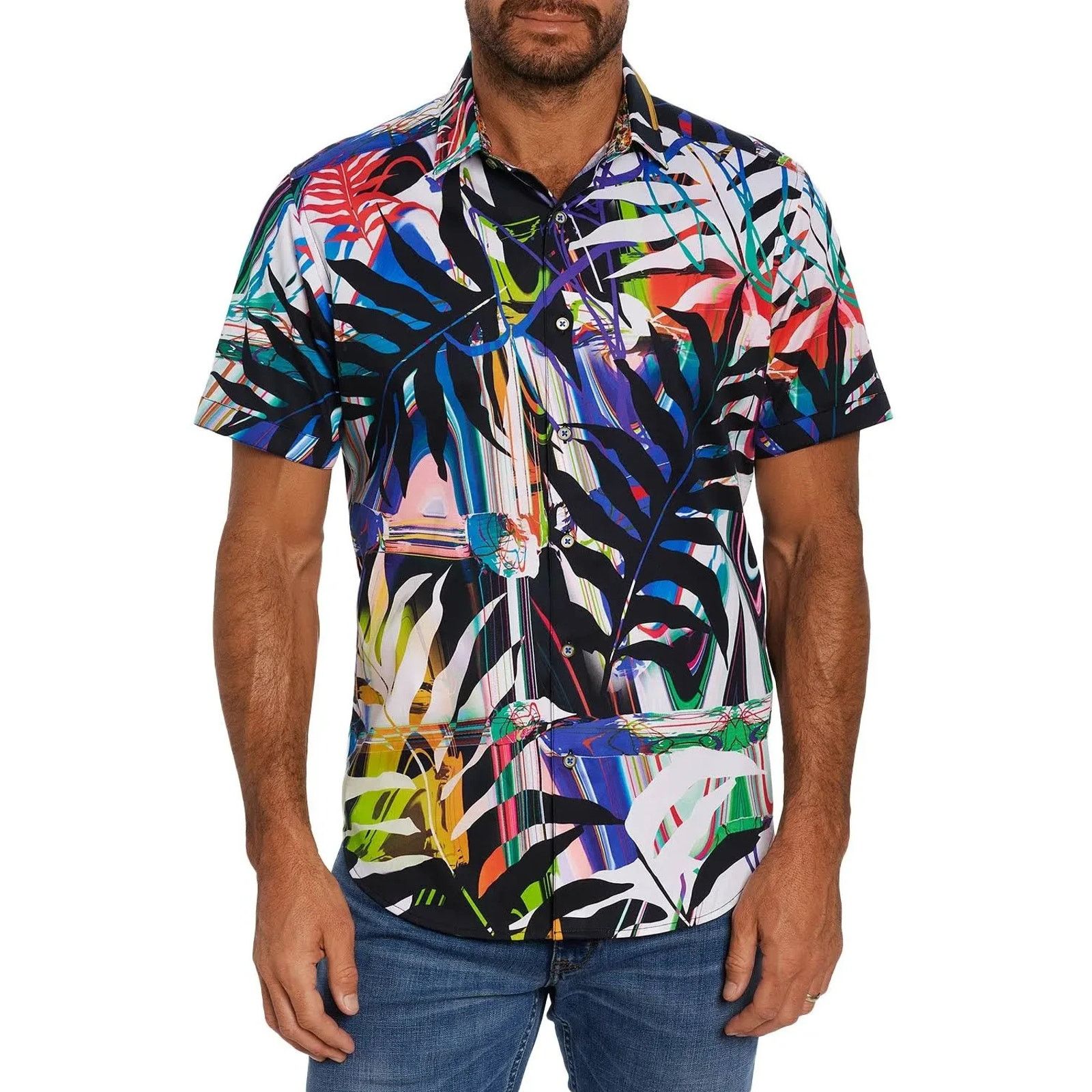 Robert Graham Fish N Chips Short Sleeve Sport Shirt S Multi