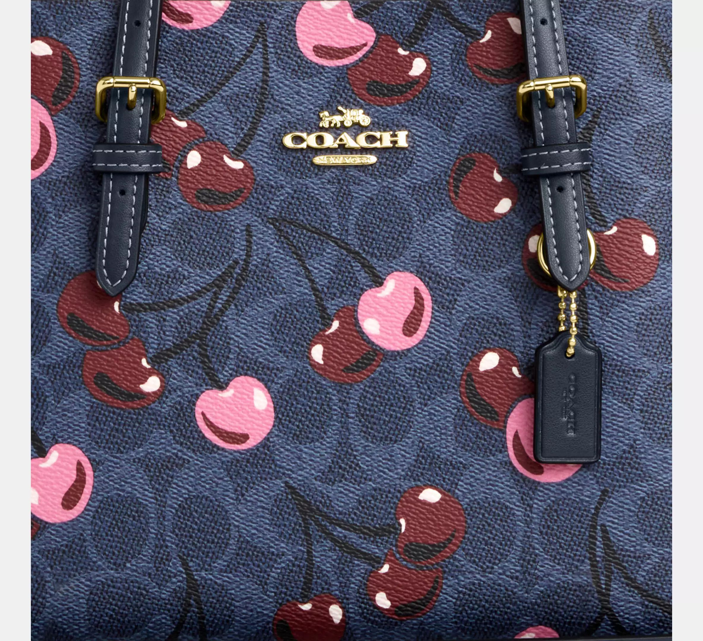 Coach Mollie Tote Bag 25 In Signature Canvas With Cherry CZ772 Size ONE SIZE - 10 Thumbnail
