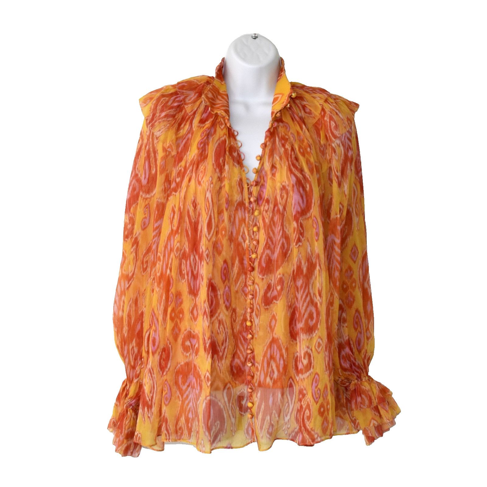 Zimmermann NEW ZIMMERMANN Ikat Chiffon Brightside Blouse Top 2pc Set Size M / US 6-8 / IT 42-44 - 2 Thumbnail