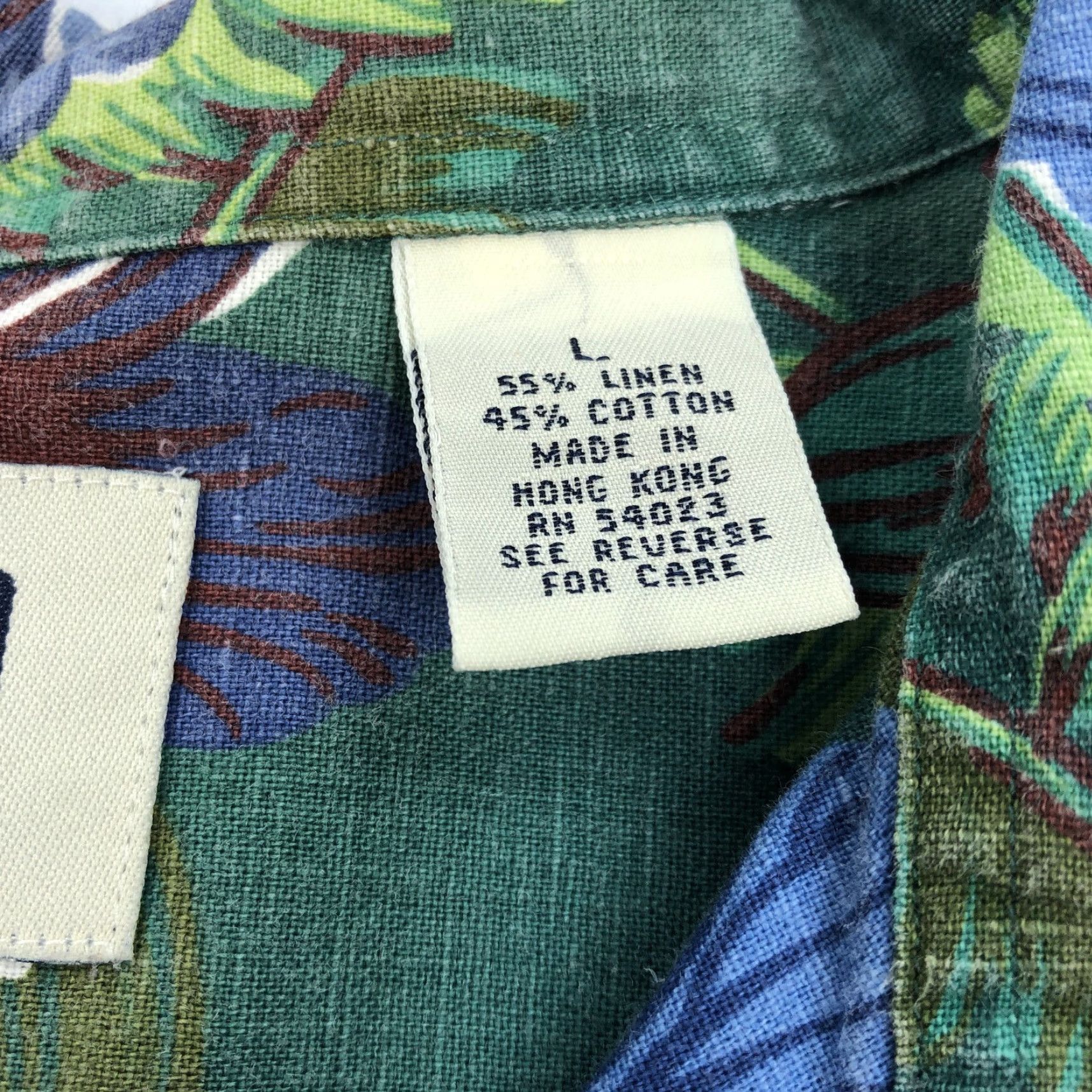 Gap GAP Men's L Hawaiian Shirt Green Blue Floral Linen Blend Tropical Loop Collar Shirt Casual Button-Down Mens Size US L / EU 52-54 / 3 - 4 Thumbnail