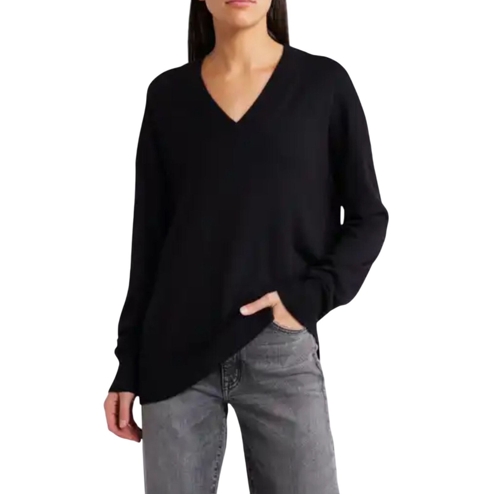 Treasure & Bond Treasure & Bond Women's black V Neck Long Sleeve Sweater XS Size XS / US 0-2 / IT 36-38 - 1 Thumbnail