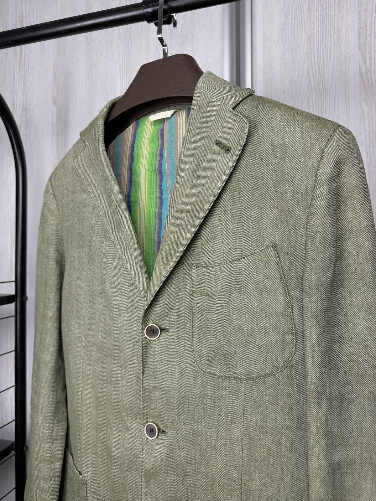 Lardini Lardini Pure Linen Multicolor Striped lining 3 button blazer Size 38R - 4 Thumbnail
