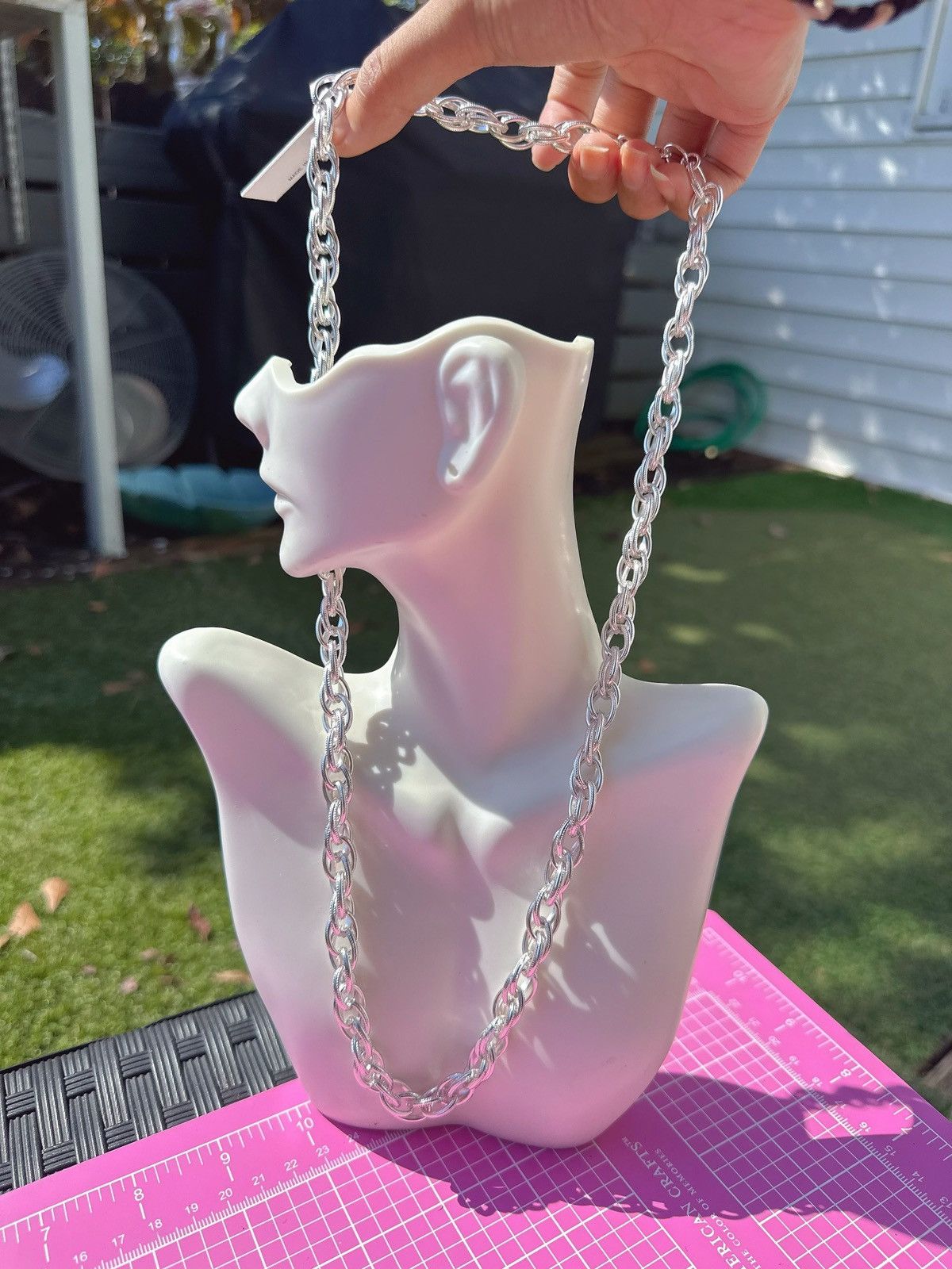 Designer KARBON 9 Silver Chain Necklace new with tag 26 inches unisex Size ONE SIZE - 6 Thumbnail