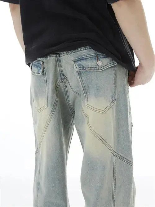 Designer × Japanese Brand × Jean Y2K Topstitched Straight-leg Jeans Size US 28 / EU 44 - 4 Thumbnail