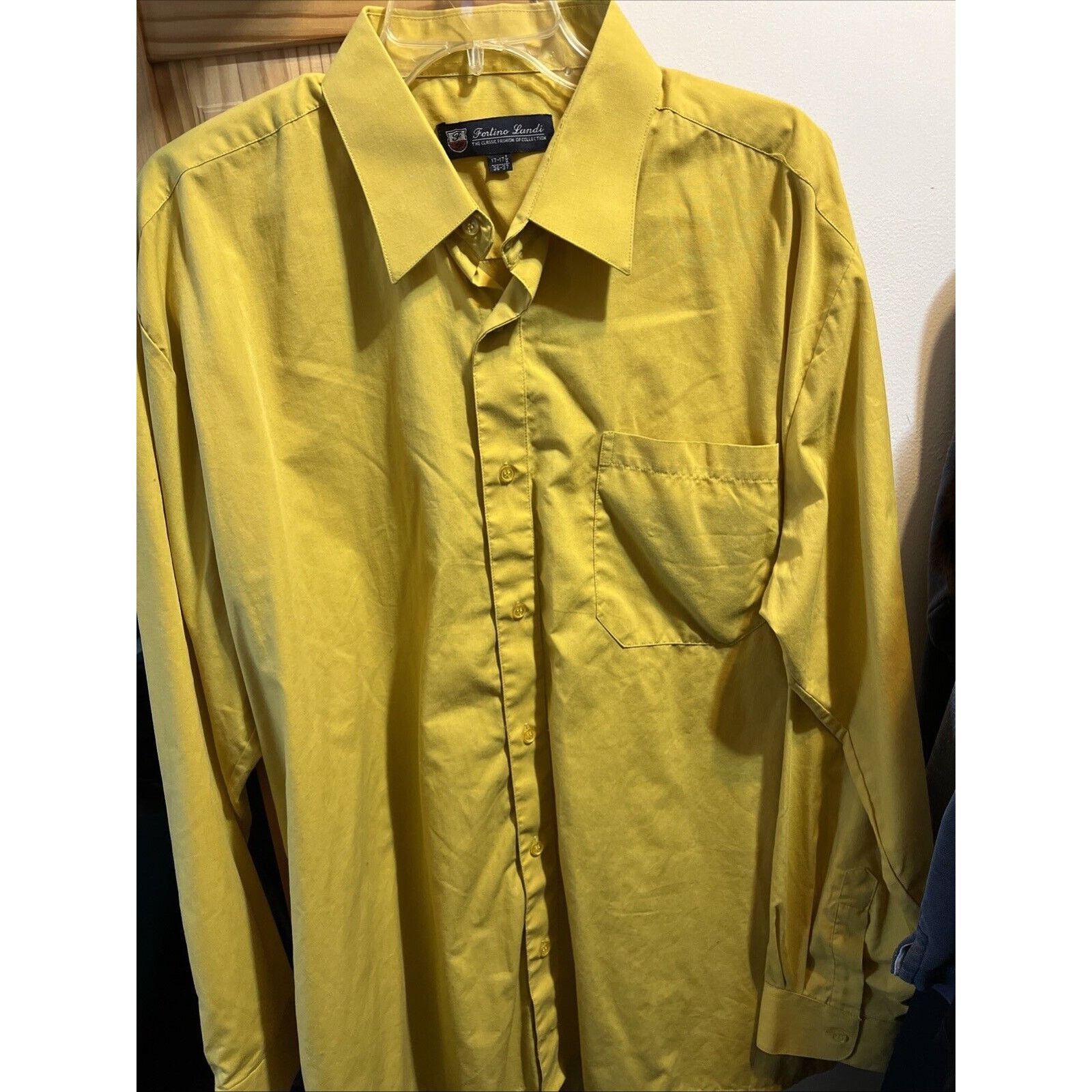 Other Fortino Landi Shirt Mens 17 36/37 French Cuff Button Gold LS Size US L / EU 52-54 / 3 - 11 Thumbnail