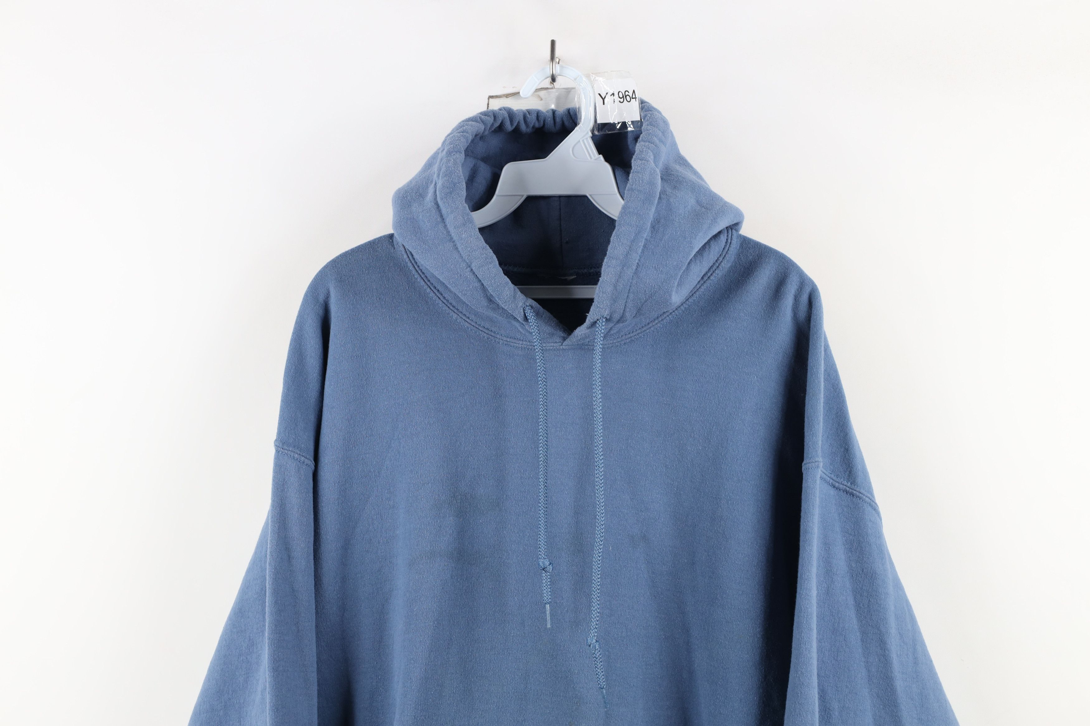 Vintage Vintage 90s Streetwear Distressed Hoodie Sweatshirt Blue Size US XL / EU 56 / 4 - 2 Thumbnail