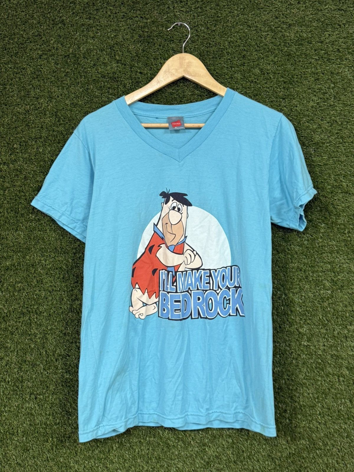 Vintage Vintage Hanes Premium Fred Flintstone Bed Rock Tee Blue Size US M / EU 48-50 / 2 - 1 Thumbnail