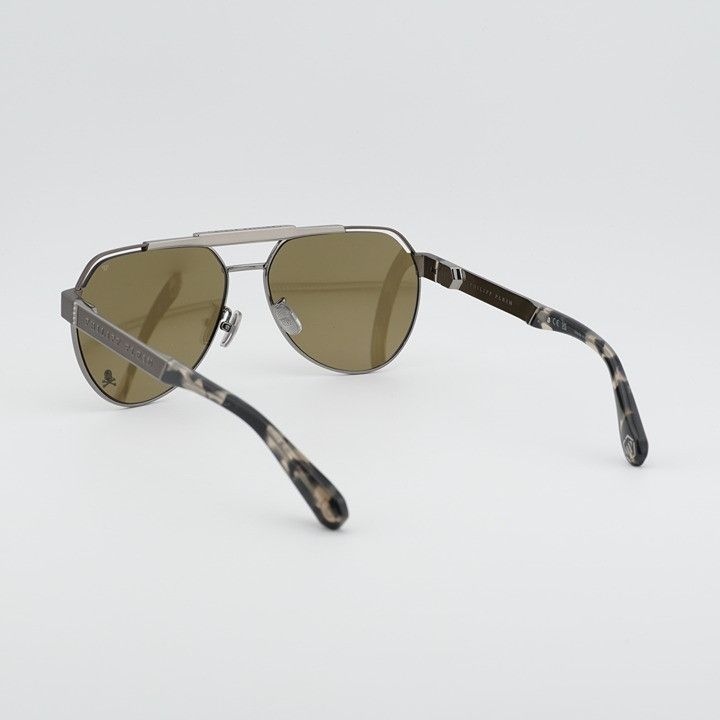 Philipp Plein Philipp Plein SPP073M 566G Sunglasses Grey Aviator Frame Size ONE SIZE - 6 Thumbnail