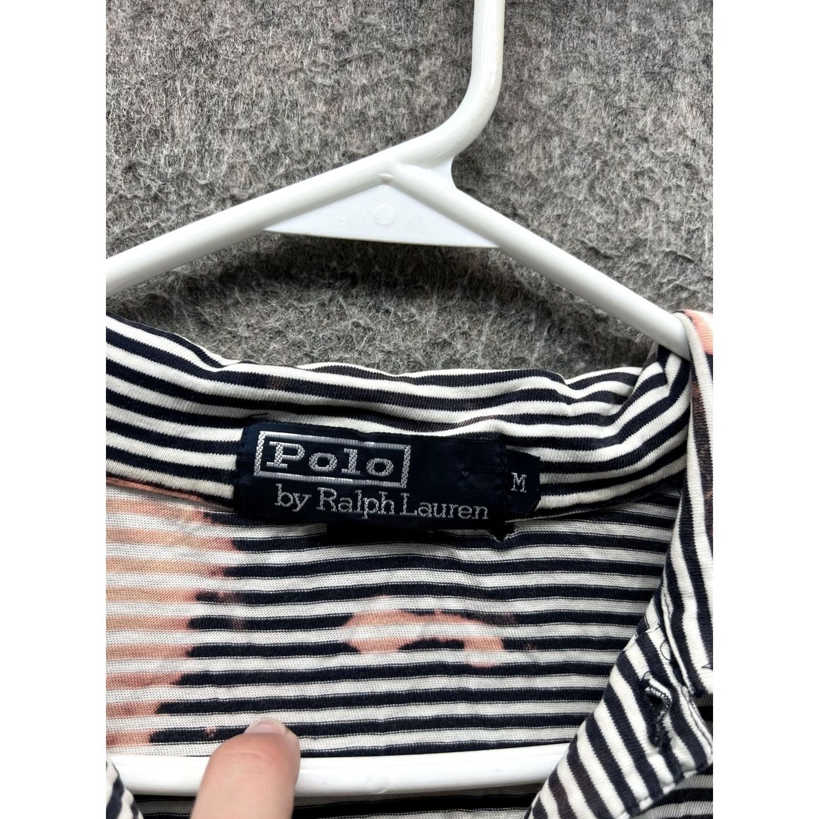 Polo Ralph Lauren Polo by Ralph Lauren Polo Shirt Mens M Blue Stripe Casual Short Sleeve Knit Cotton Button Pocket Size US M / EU 48-50 / 2 - 2 Thumbnail