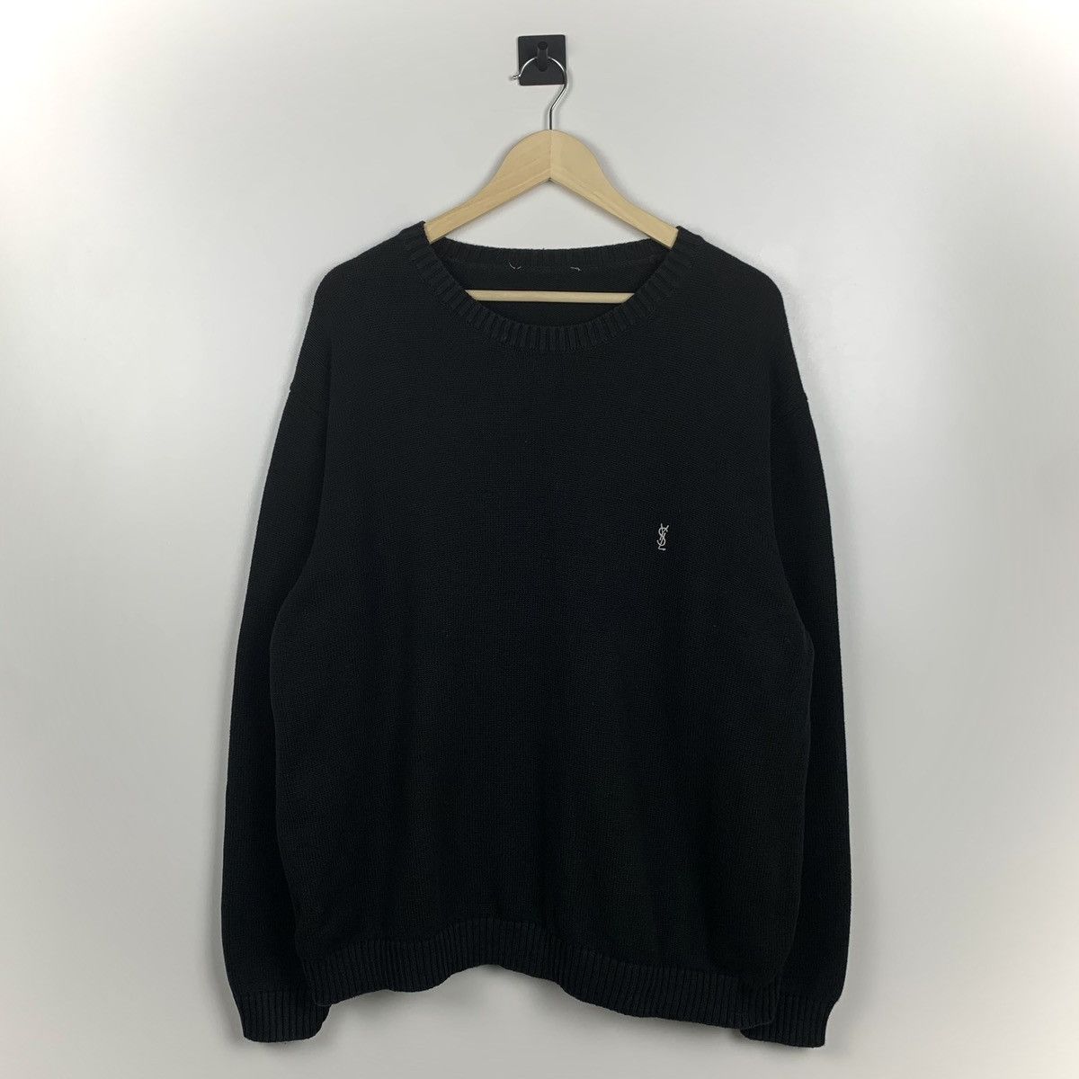 Yves Saint Laurent Vintage Yves Saint Laurent Black Sweater Embroidered Logo Size US XXL / EU 58 / 5 - 1 Thumbnail