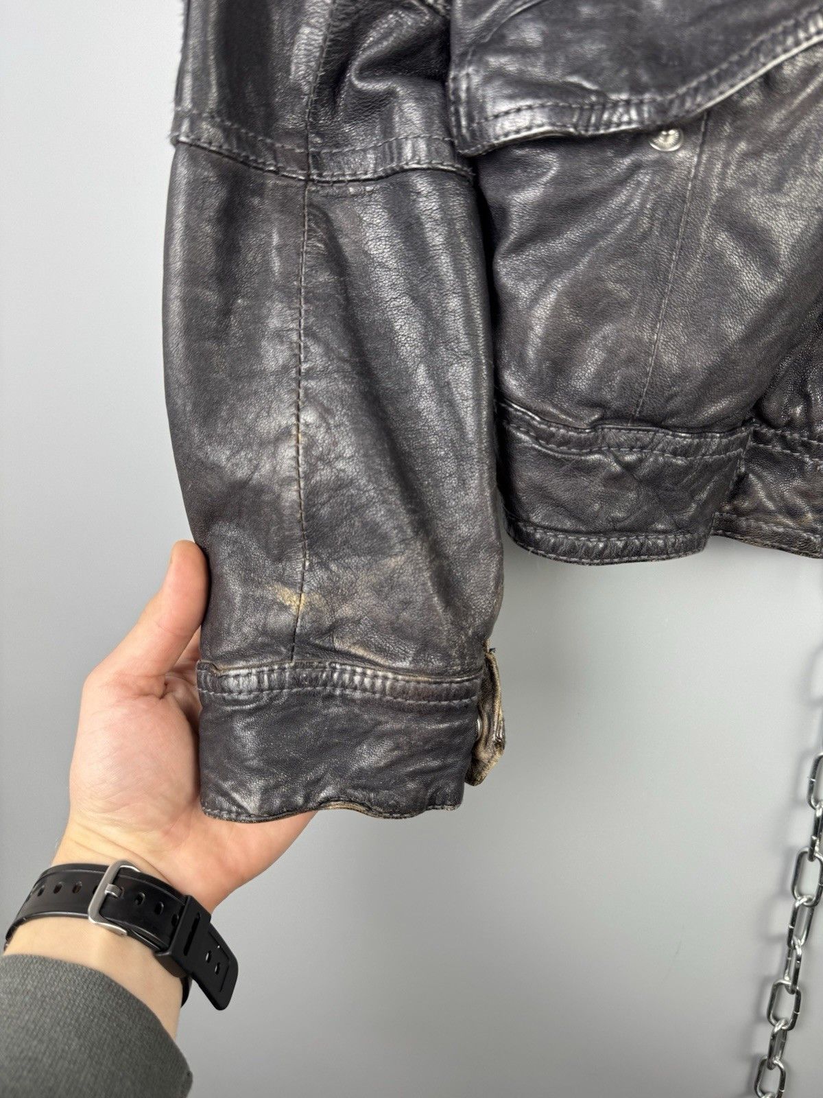 Allsaints AllSaints Post Commander Leather Biker Jacket Brown Womens Size M / US 6-8 / IT 42-44 - 16 Thumbnail