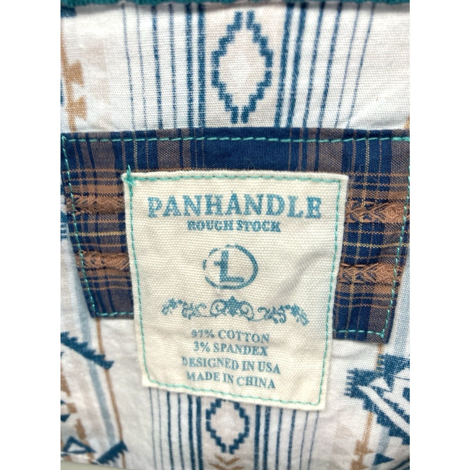 Vintage Panhandle Slim Rough Stock Aztec Pearl Snap Shirt Women Large Green Long Sleeve Size L / US 10 / IT 46 - 5 Thumbnail
